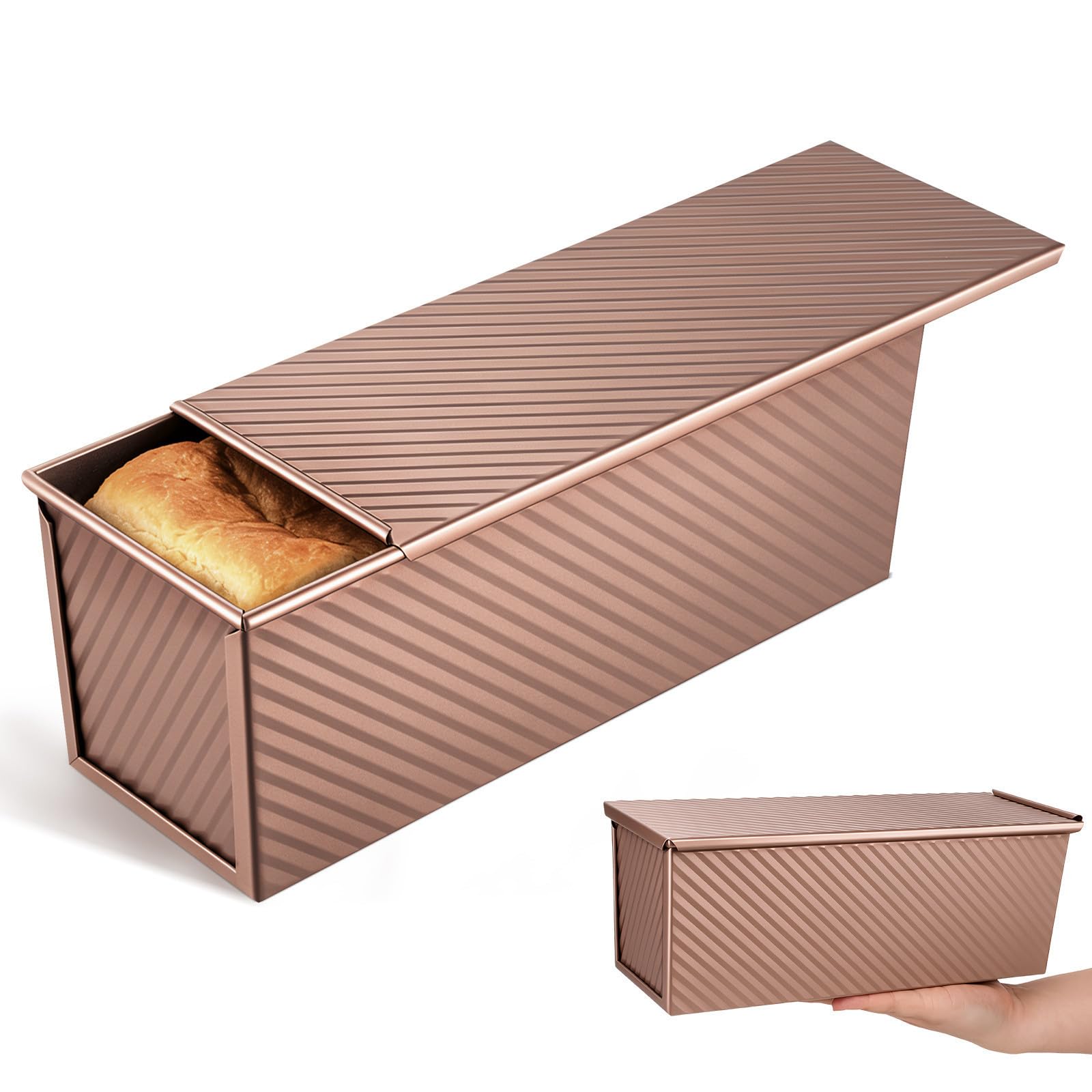 Ciieeo Moule à Pain de Mie Performance Stable en Acier Carbone Rectangulaire et Résistance à Chaleur avec Couvercle pour Sessions de Cuisson Cuisine