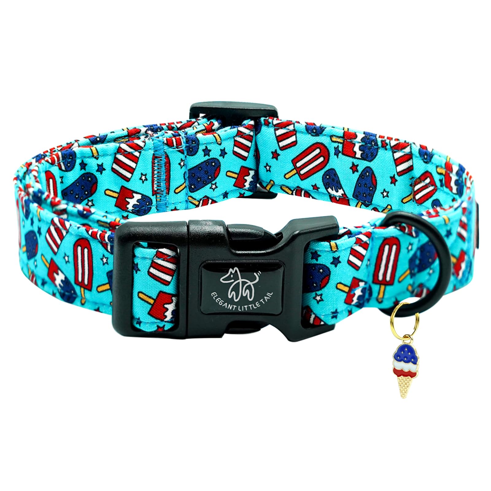 Elegant little tail Independence Dog Collar, 4th of July Holiday Pet Collars Cotton Patriotic Puppy Girl or Boy Soft Pet Gift Adjustable Dog Collar