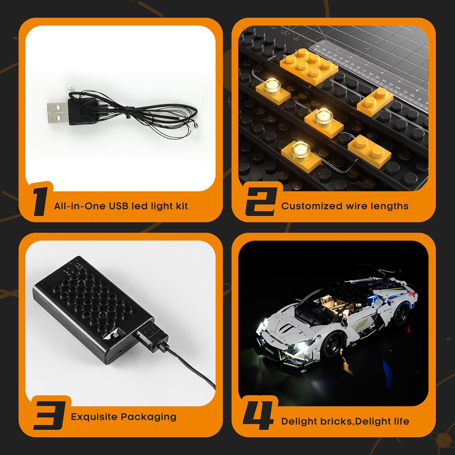 LIGHTAILING Light for Lego-42214 Lamborghini Revuelto Super-Sports-Car - Led Lighting Kit Compatible with Lego Building Blocks Model - NOT Included The Model Set