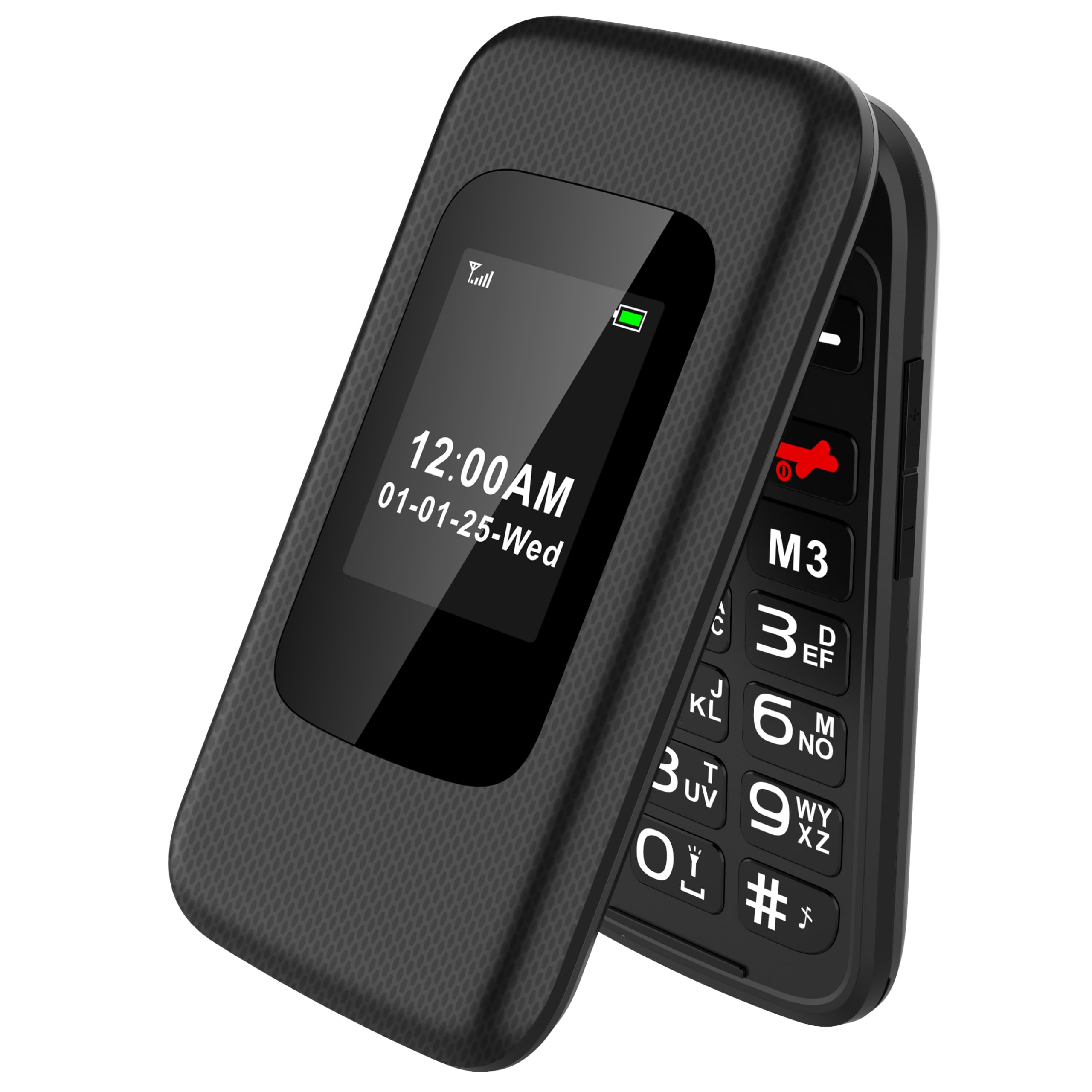 Orion Dual - Teléfono móvil de Tapa para Personas Mayores de Doble Pantalla, Botones y Teclas Grandes, fácil de Usar, USB-C, 3 memorias directas, Base de Carga (Negro)