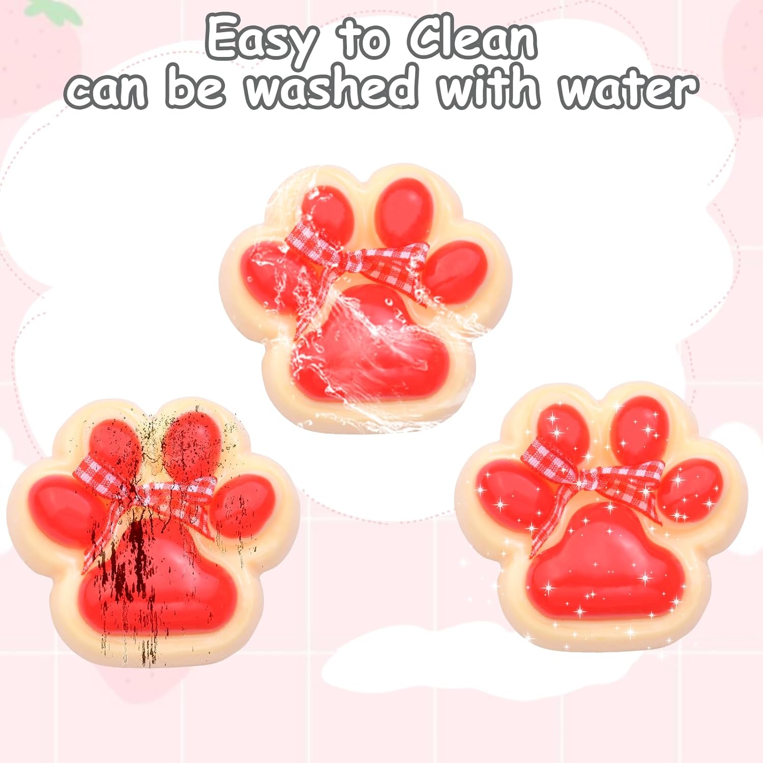 Handmade 2pcs Cat's paw Taba Squeeze, Cute Cat paw Stress Relieving Silicone Sensory, Slow Rebound Cat paw Squeezing Gift, Party Birthday.