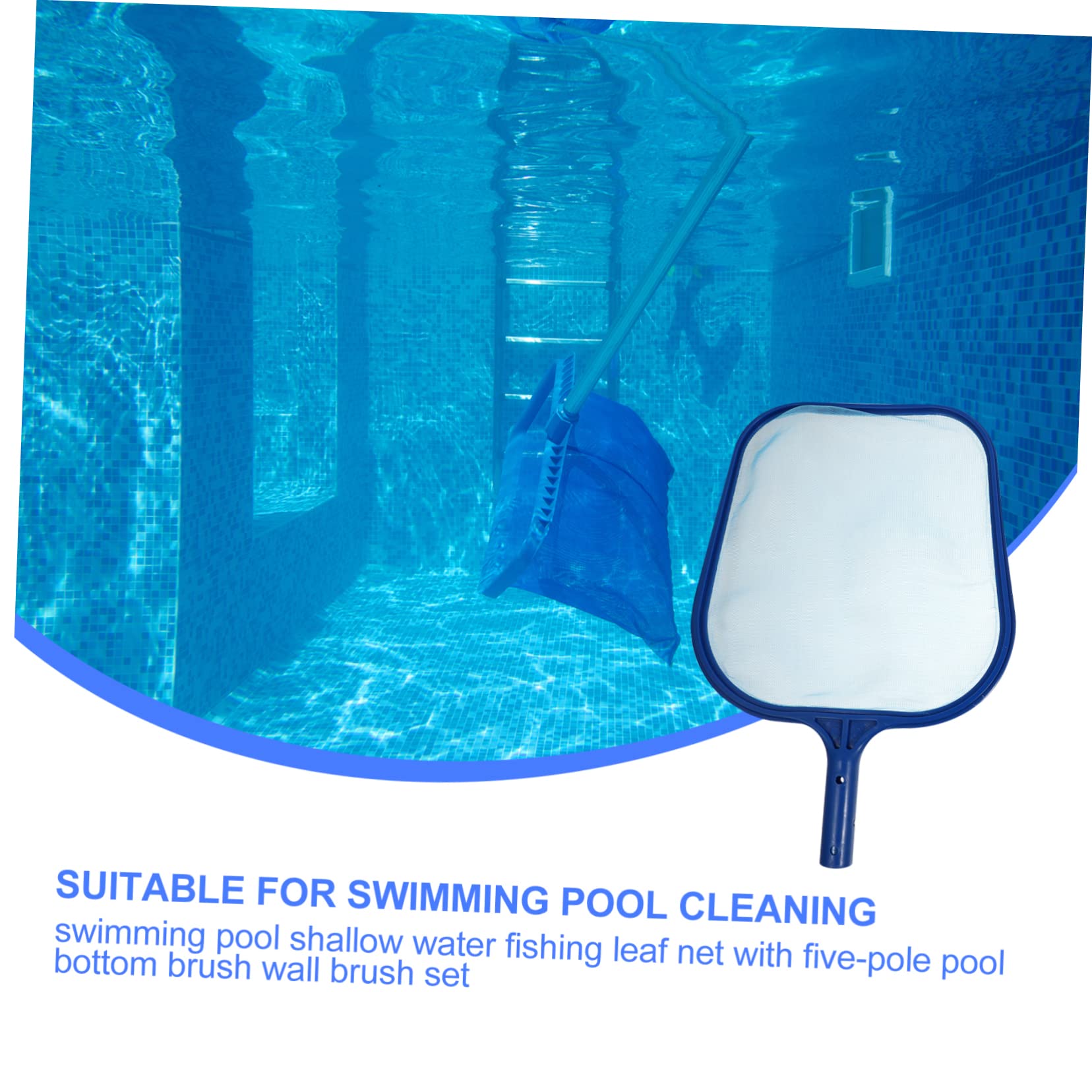 Kit de Limpieza de Piscinas 1 Set, Red de Hojas de Malla Detallada, Poste de 5 Secciones Extraíble, para SPA y Piscinas Superficiales Agua Profunda