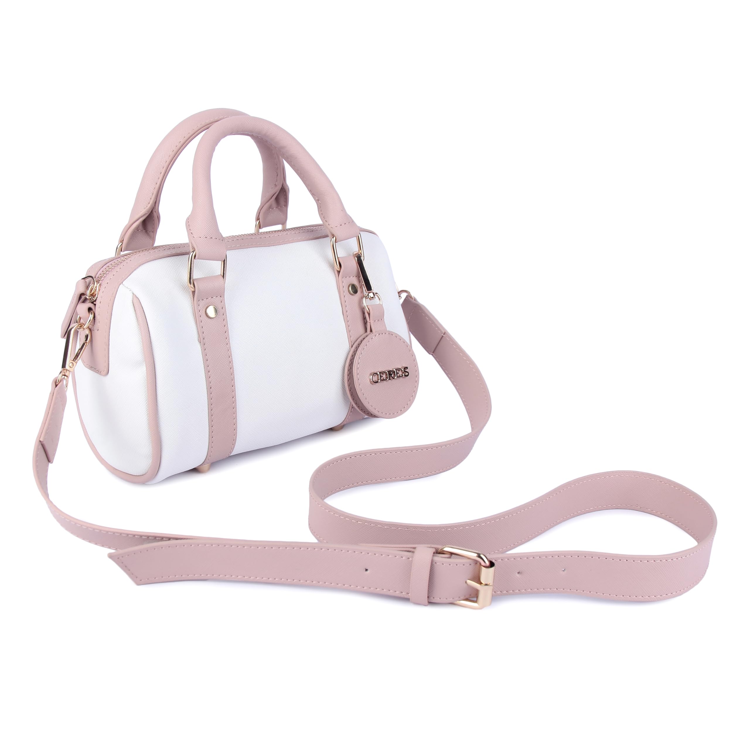 ceres Mini Duffle Crossbody Bag for Women | Stylish Small Handbag with Top Handle | Adjustable Strap & Attached Travel Mirror | Vegan Leather Satchel Purse | Crossbody Sling Bags-picture-39