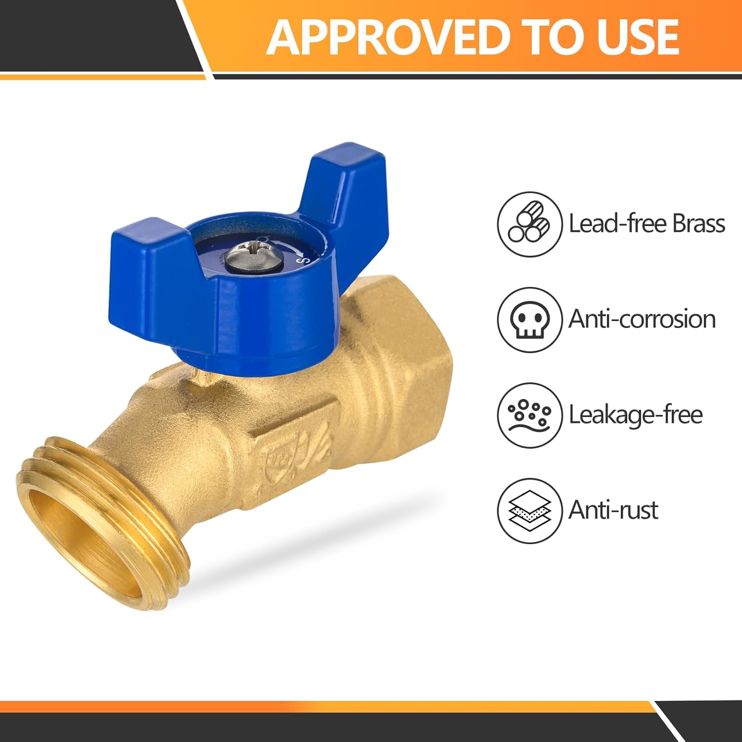HeSun 2-Pack Outdoor Hose Bibb Faucet/Valve,1/4-Turn Garden Spigot,1/2" Female NPT Inlet x 3/4" Male Hose Thread (GHT) Outlet,Blue