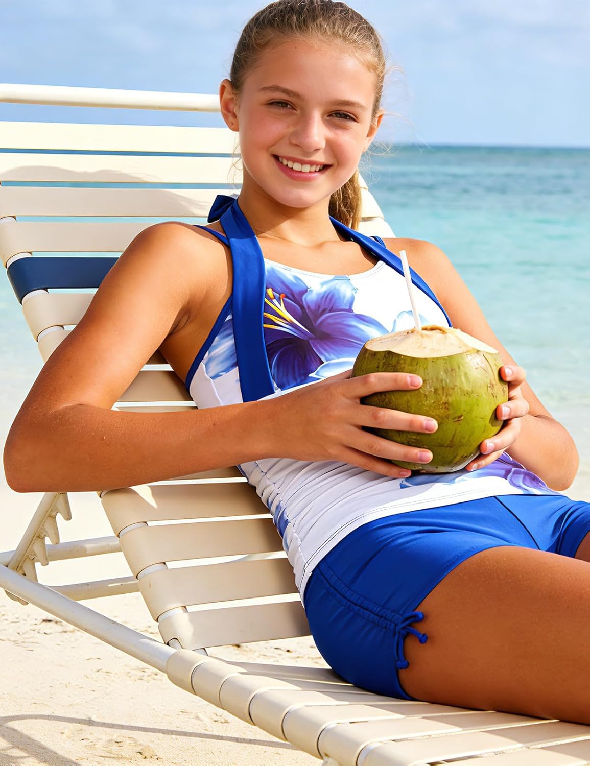 Girls Tankini Swimsuit 2 Piece Halterneck Bathing Suit for Teens Size 7-16