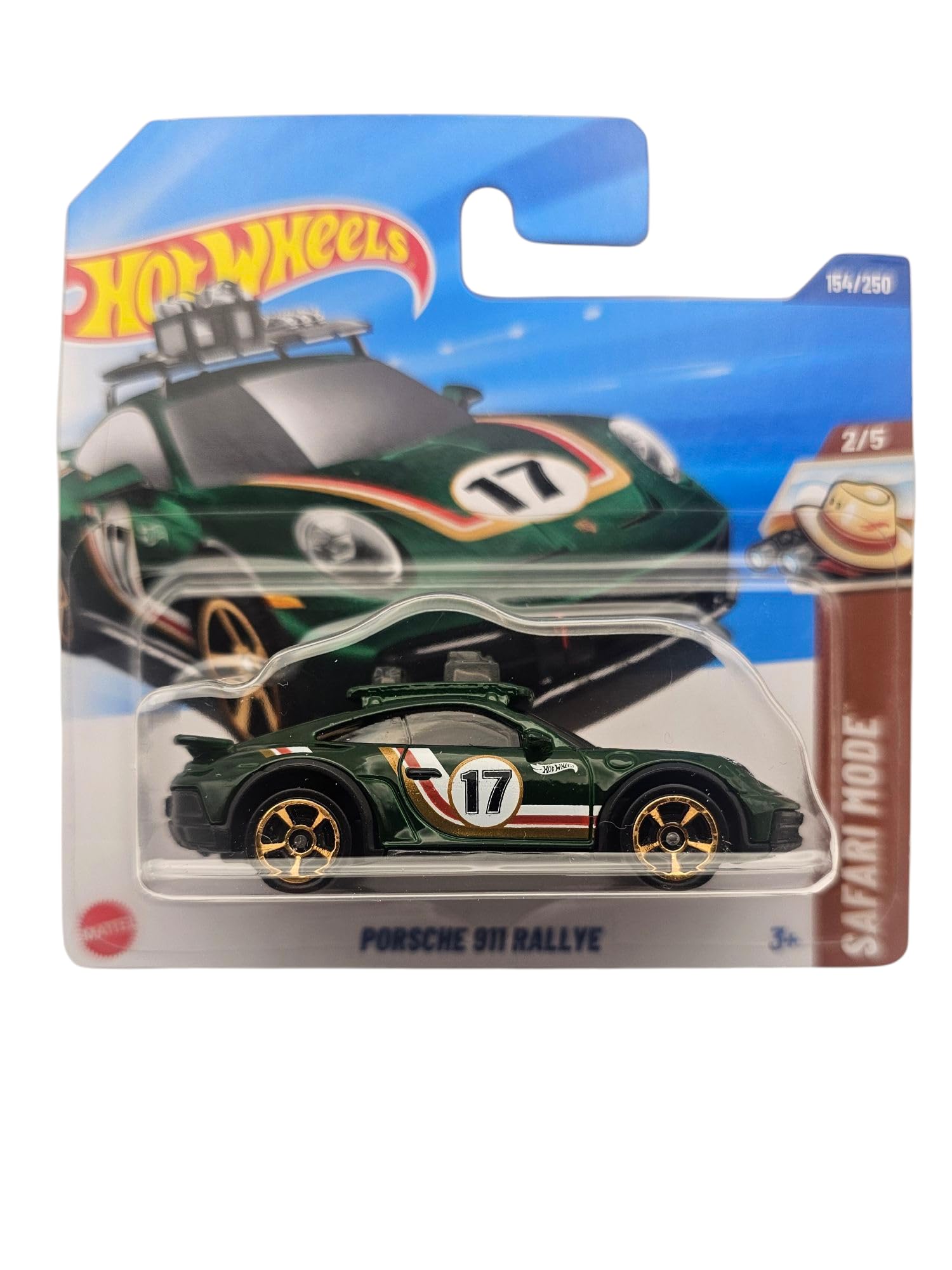 Hot Wheels Porsche 911 Rallye, Green Racing Car #17, Die-Cast Model