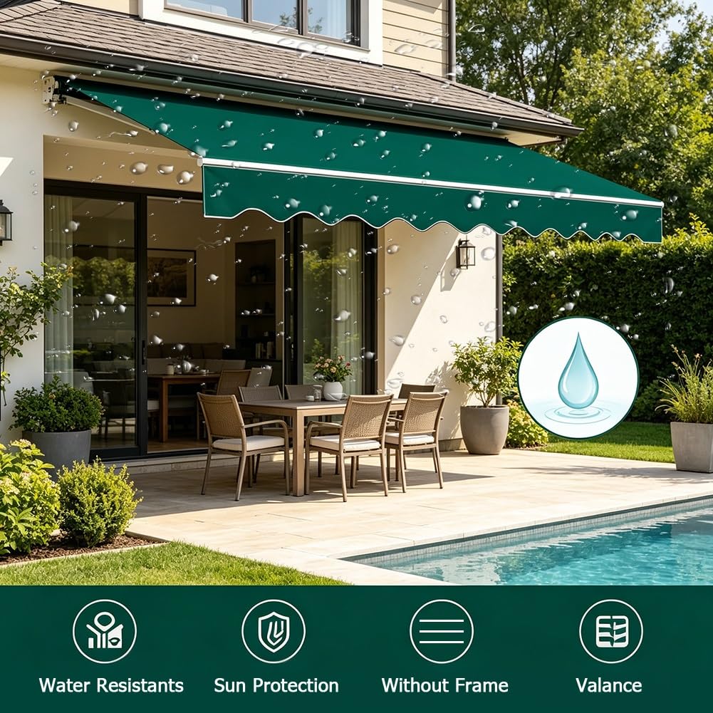 Toile de Rechange pour Auvent Vert 250x200cm 360x300cm 400x300cm | Toile Imperméable et Résistant aux U-V pour Terrasse, Jardin et Patio(300x240cm)
