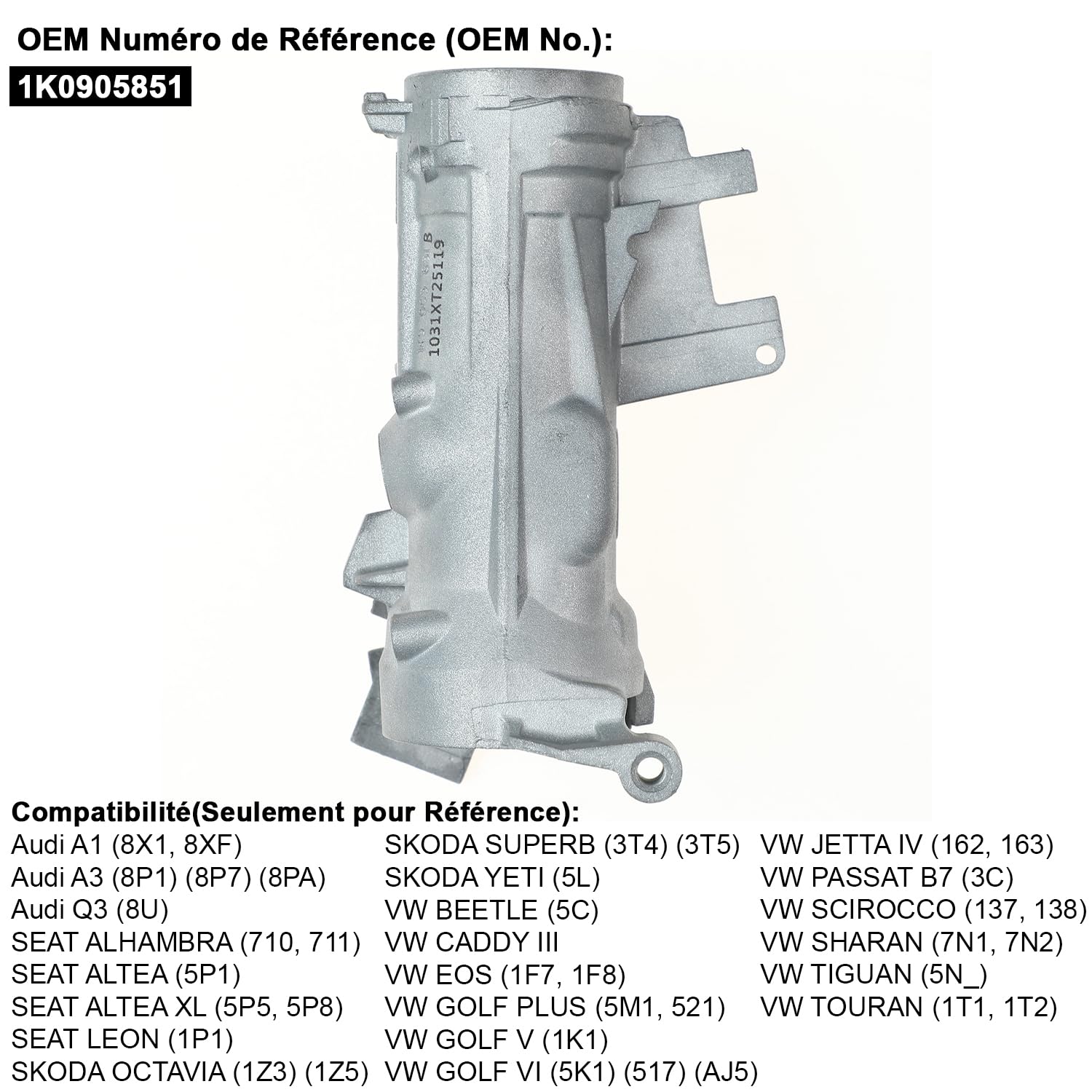 YAOPEI Interrupteur d'allumage pour Golf 5 6 Plus Tiguan Touran A3 TT Altea Leon Toledo 3 Octavia 2 Superb 2 Sirocco Beetle Caddy Eos 1K0905851