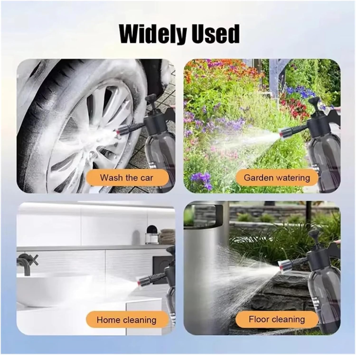 Compatible for 2L Car Washing Foam Spray Pot with Pressure Relief Valve Handheld Pressure Sprayer for Household Use(Black)