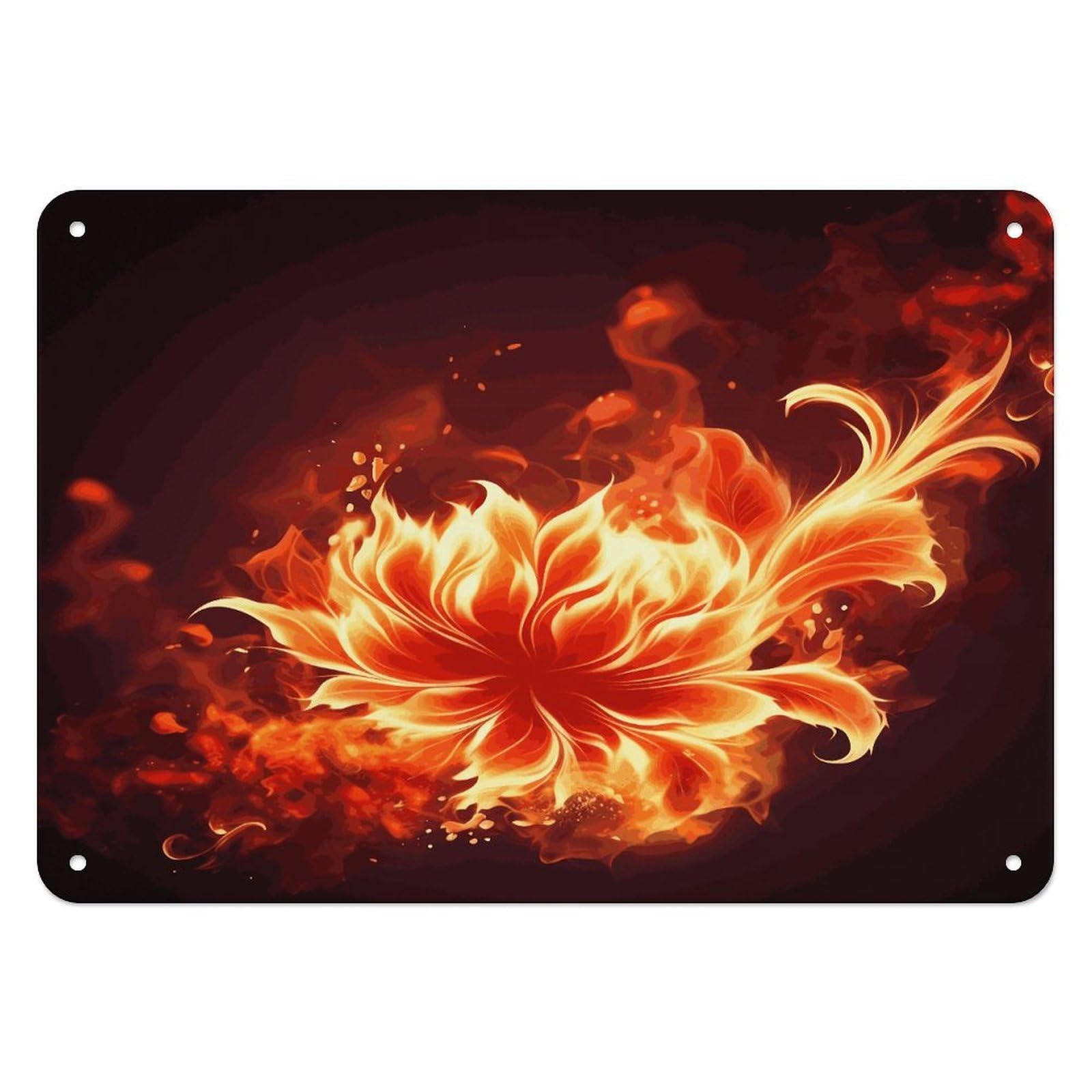 Fodpand Style Flaming Fire Flowers Retro Vintage Metal Tin Sign,Wall Art Decor Garden Plaque Poster For Bedrooms Yard Bars Pubs Patios Porches 7.9X5.5 Inch