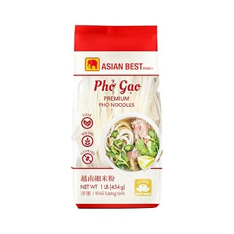 Asian Best Premium Pho Noodles, Gluten Free, Vegan, Non-GMO, Rice Noodles, 1 LB 16 oz