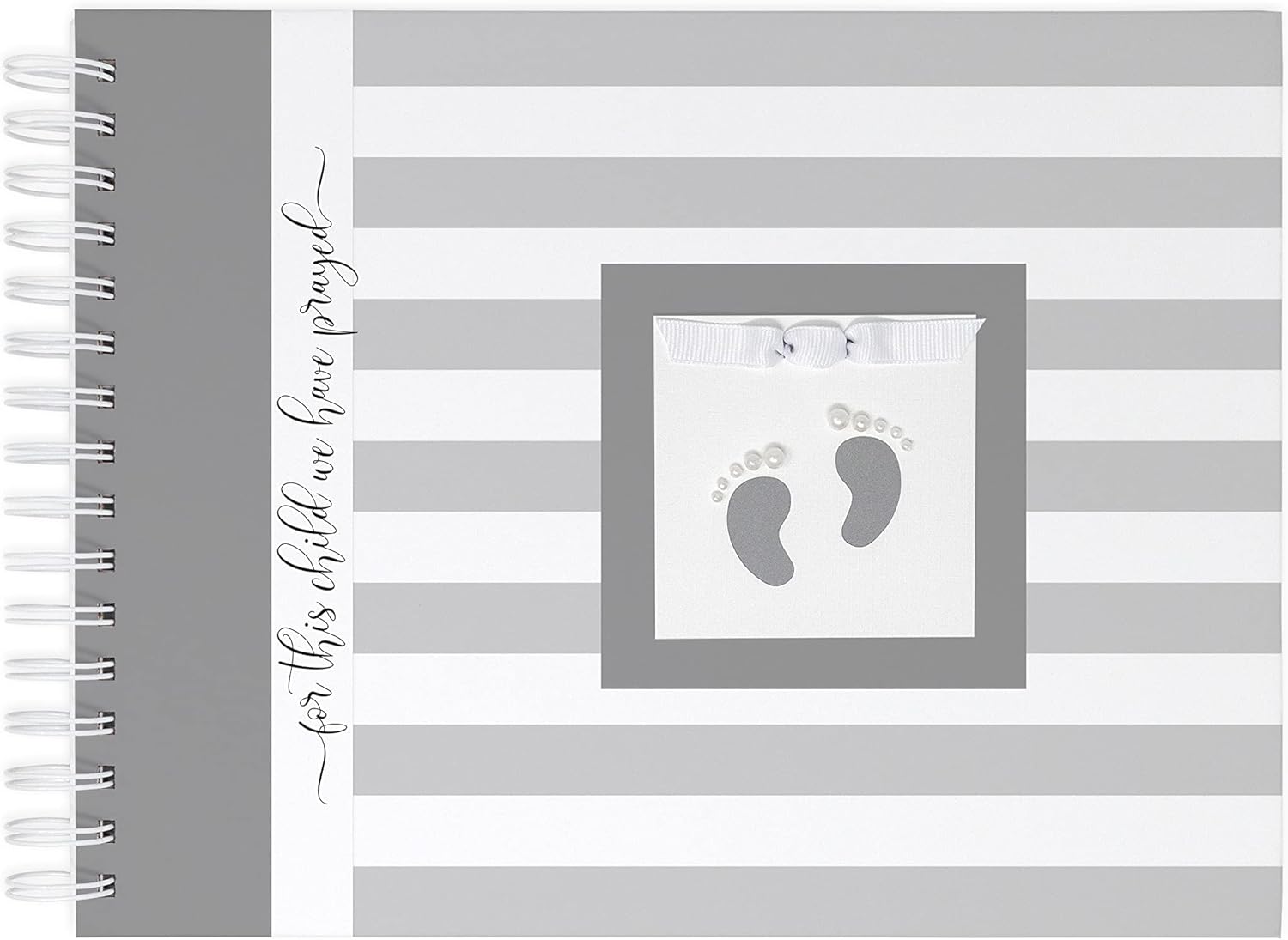 Personalized Pregnancy Journal (15 Center Designs) - Hardcover Pregnancy Memory Book Customized with Baby’s Name, Nickname or Phrase - Prompted Journal for New Moms (Gray Stripes + Gray)