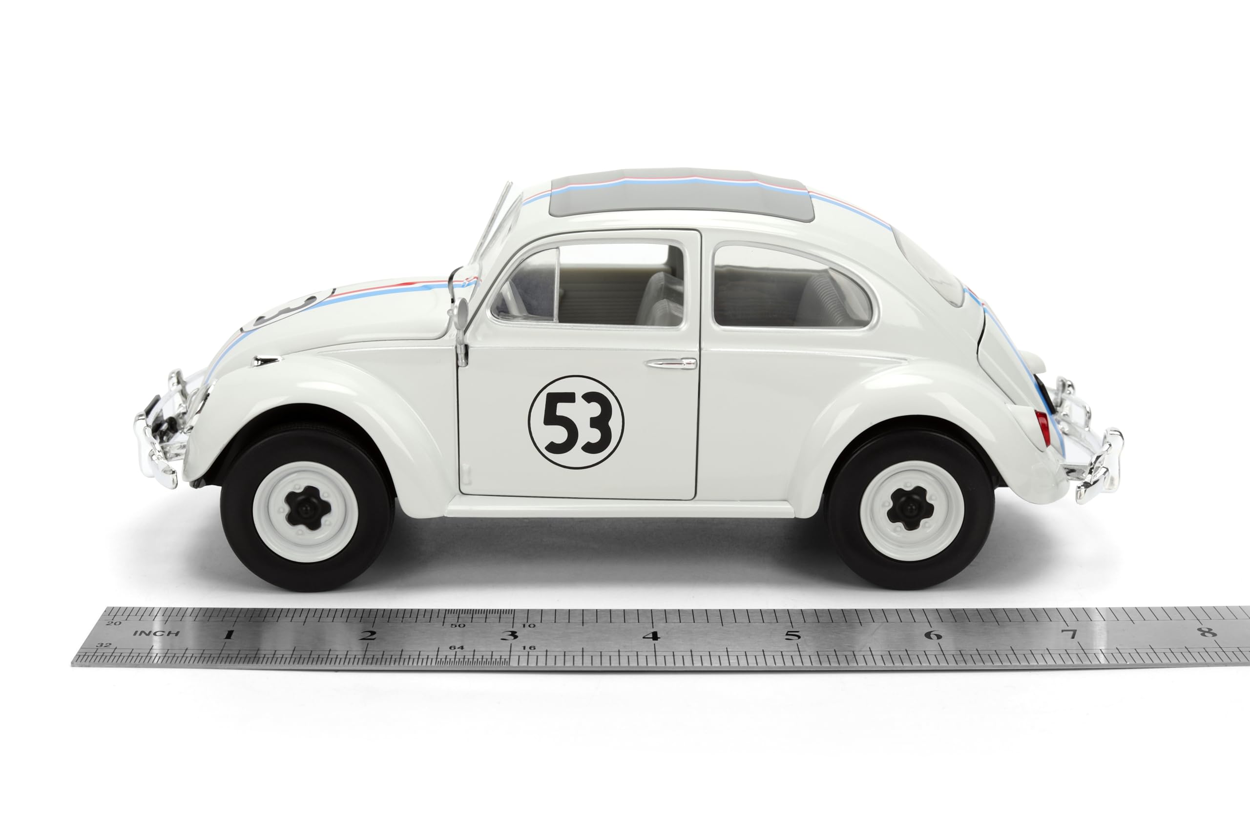 Jada Herbie The Love Bug Volkswagen Beetle Hollywood Rides 1:24 Veicolo pressofuso con Giocattoli Rack Pneumatici