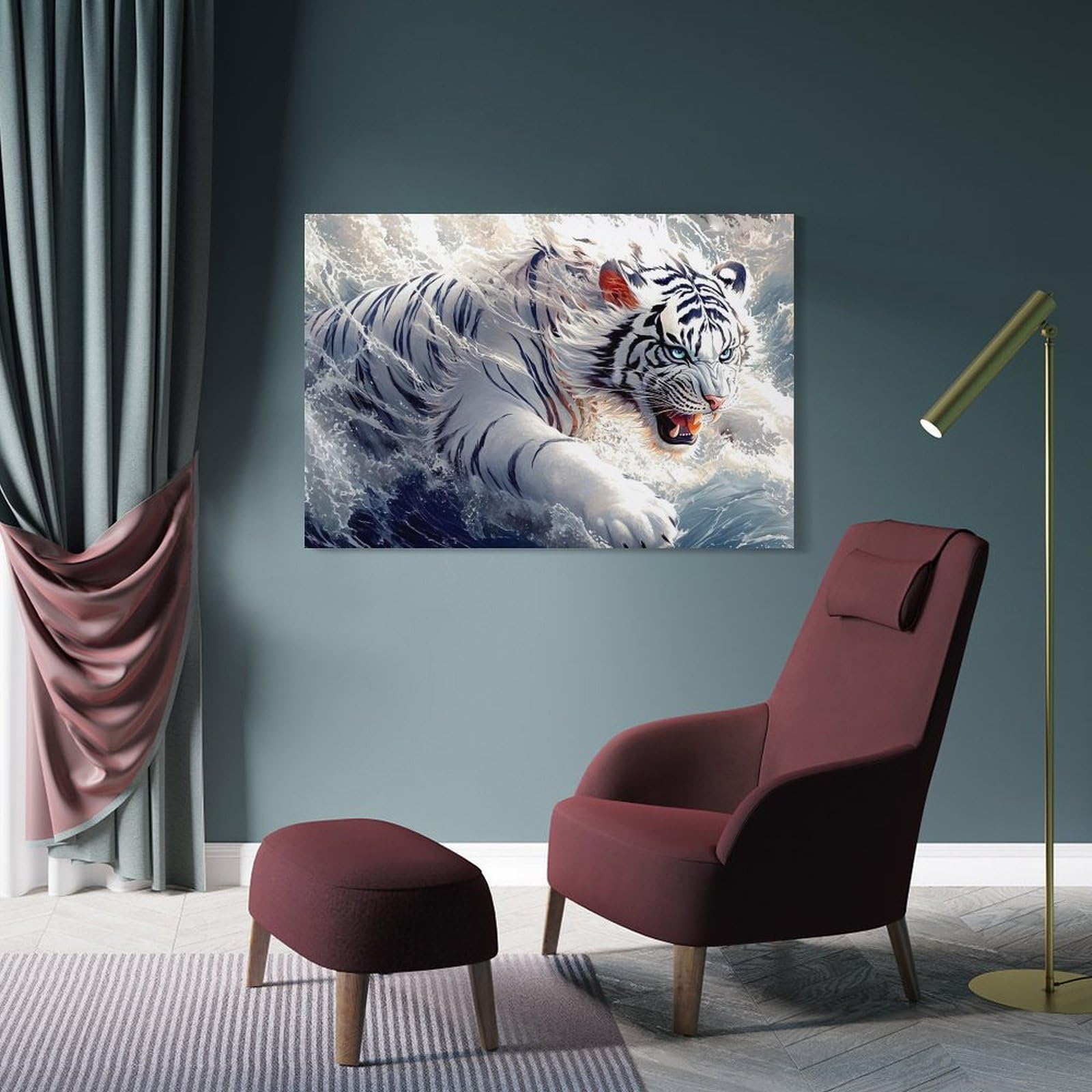 Junmoney Canvas Wall Decor Tiger King, 16x24inch(40x60cm), for Living Room, Bedroom Or Apartment Walls, A Home Accent with Warm Character