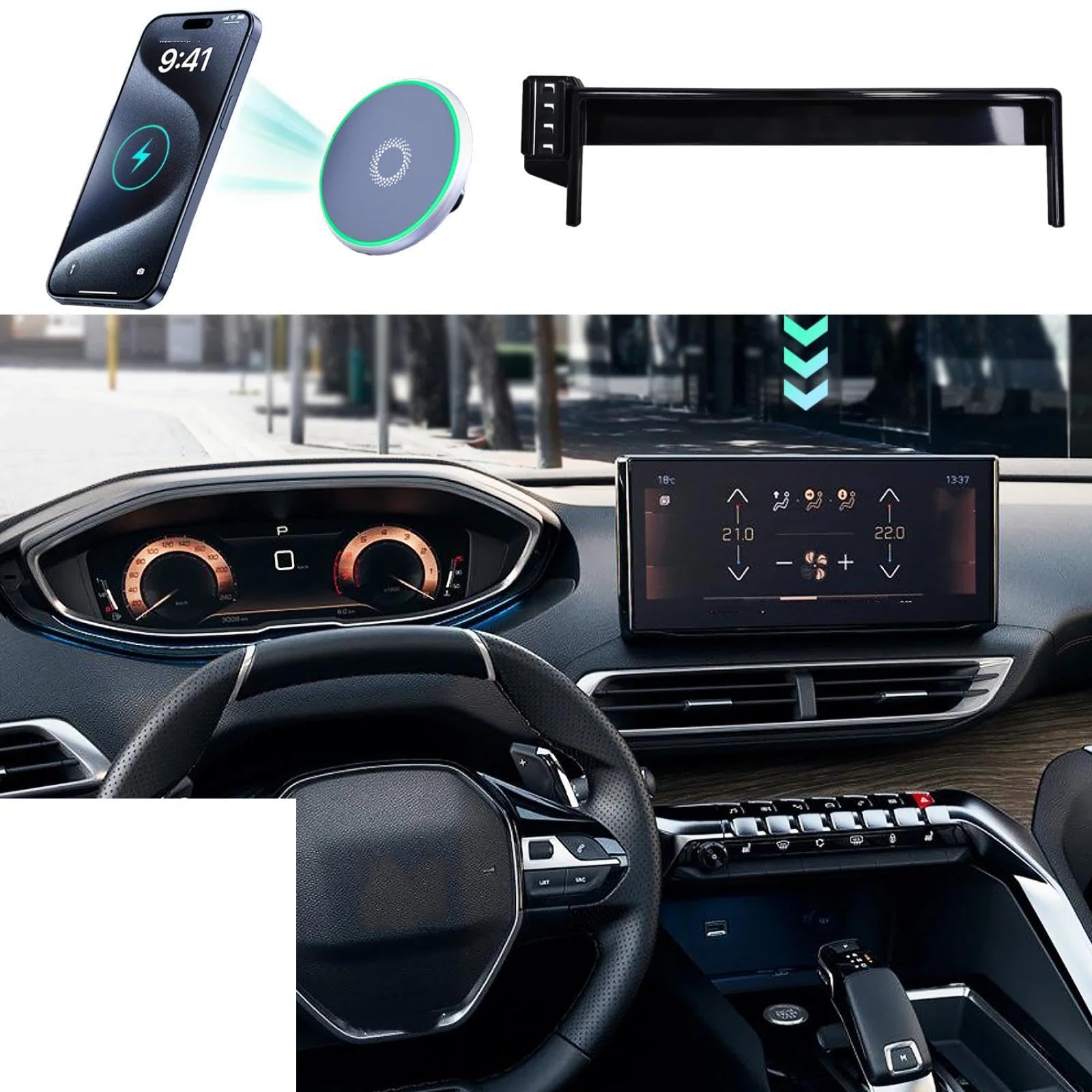 Soporte Móvil Coche para Peugeot 3008 2021-2023, Soporte para teléfono móvil de 10 Pulgadas para Coche con Clip para Rejilla de ventilación LHD