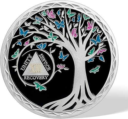 Miniatura 9 de Moneda de sobriedad de 2 años, chips AA y medallones del árbol de la vida, ficha de recuperación de sobriedad  Regalos de sobriedad para hombres y