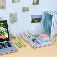 Vista 8 de Buqoo Porta notas adhesivas acrílicas doradas con 5 paquetes de notas adhesivas, grapadora y dispensador de cinta con removedor de grapas, tijera