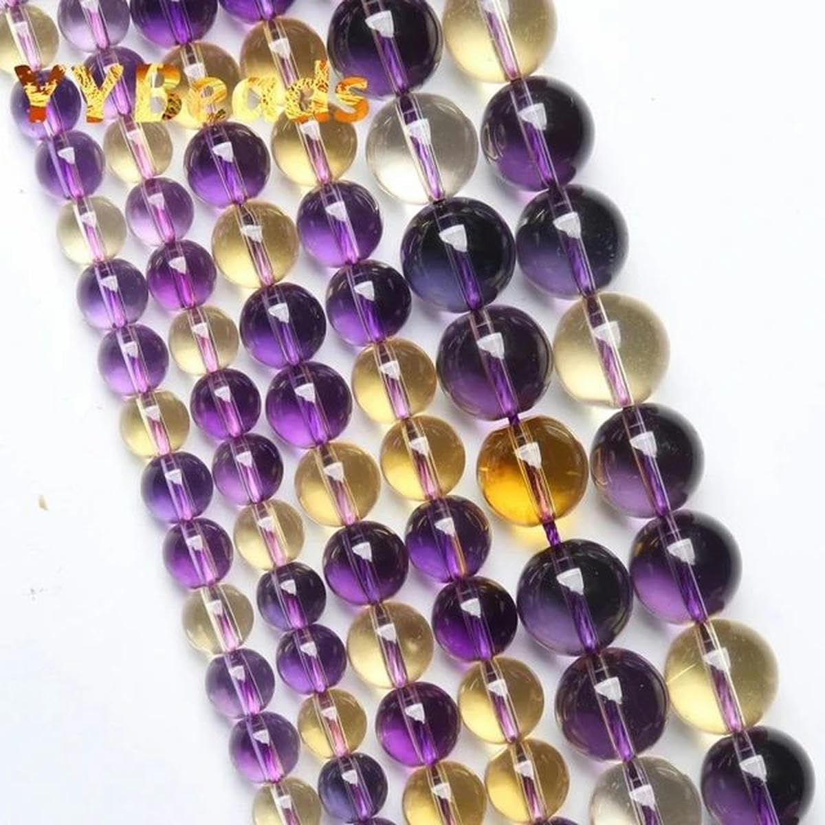 Perline azzurre naturali Perline sfuse in cristallo craquelé blu per creazione di gioielli Braccialetti Collane da donna 4-12mm-Ametiste Citrini-10mm da 36 a 38 pezzi