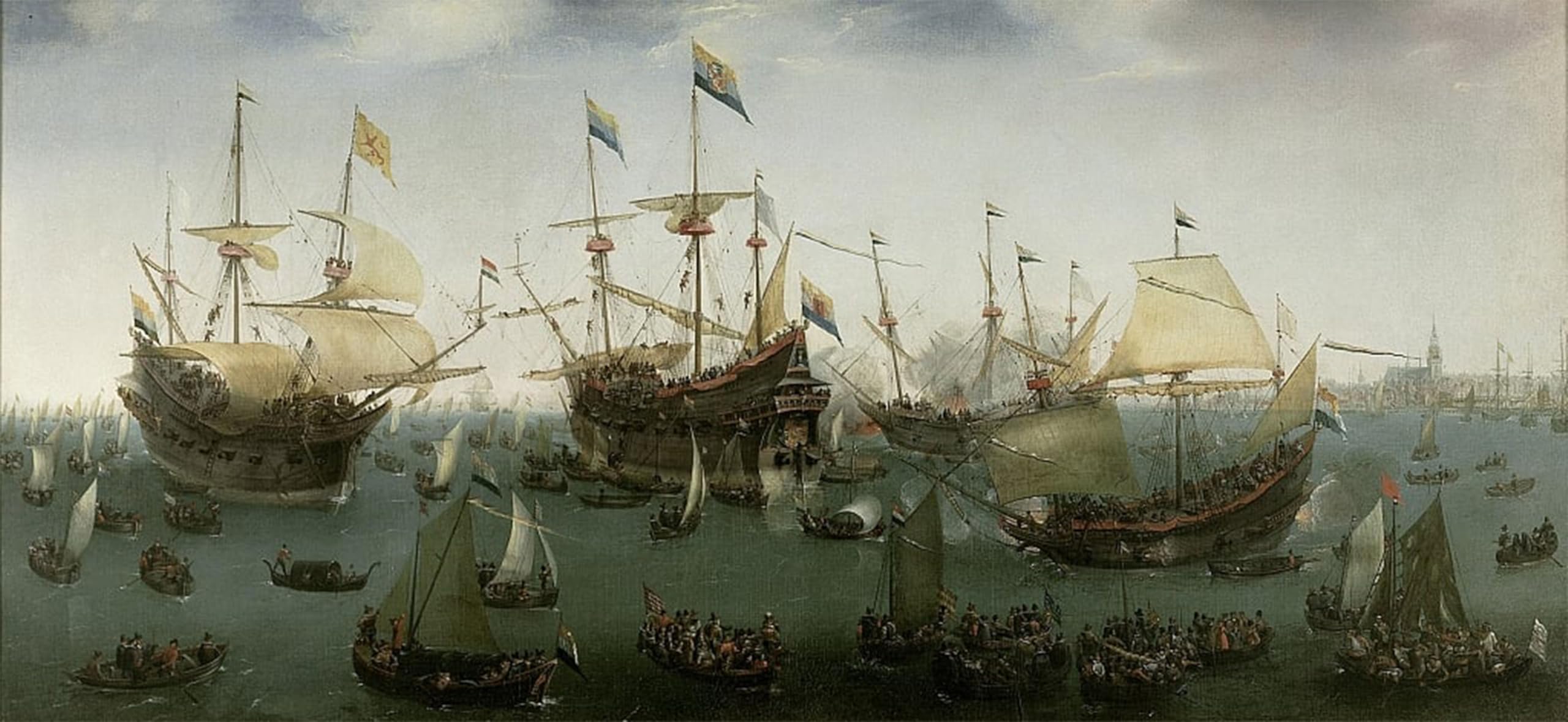 SERENDIPITP Abstract Painting Mural Print Picture Wall Decor Painting the Return to Amsterdam of the Second Expedition to the East Indies July by Hendrick Cornelisz Vroom for Home Decor 60x90cm