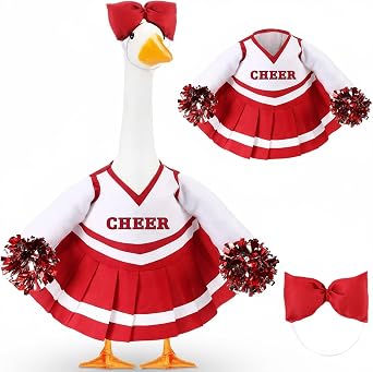 2 Pcs Cheerleader Porch Goose Outfit Clothes Cheerleading for 23" Goose Costume Garden Yard Outdoor Decorations