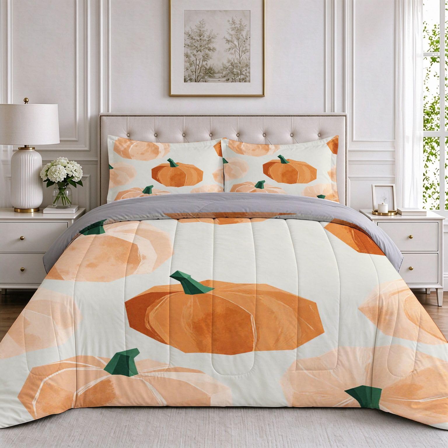 Couette 1 Personne Enfant 90x190 cm Citrouille Colorée a380
