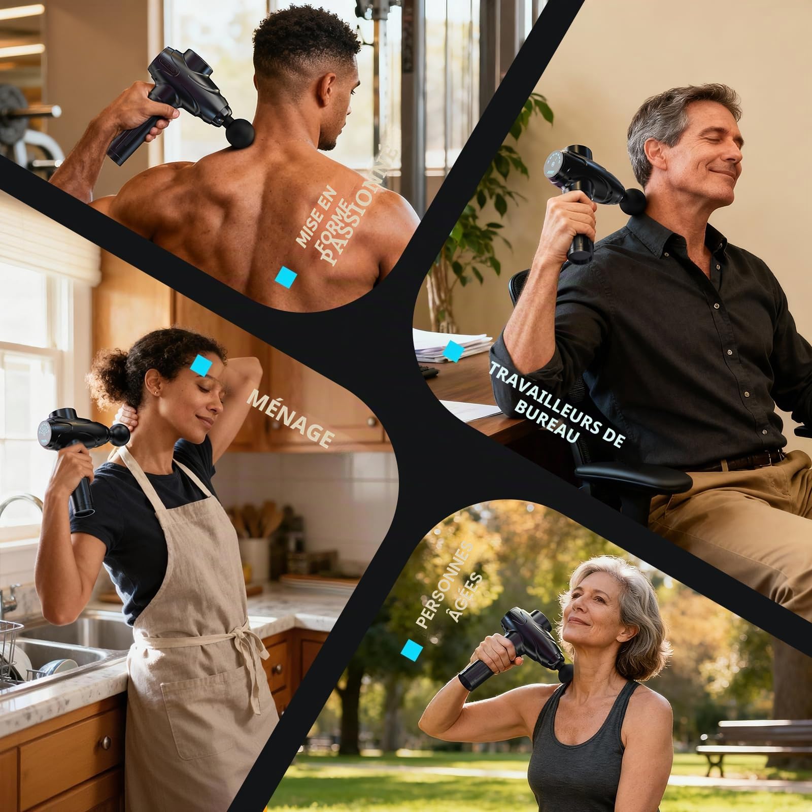 Valano Pistolet de Massage Musculaire Professionnel, Massage Gun avec 10 Têtes & 7 Vitesses Masseur Dos et Cervicales Silencieux Appareil de Massage Électrique pour Sportif, Idée Cadeau Homme et Femme