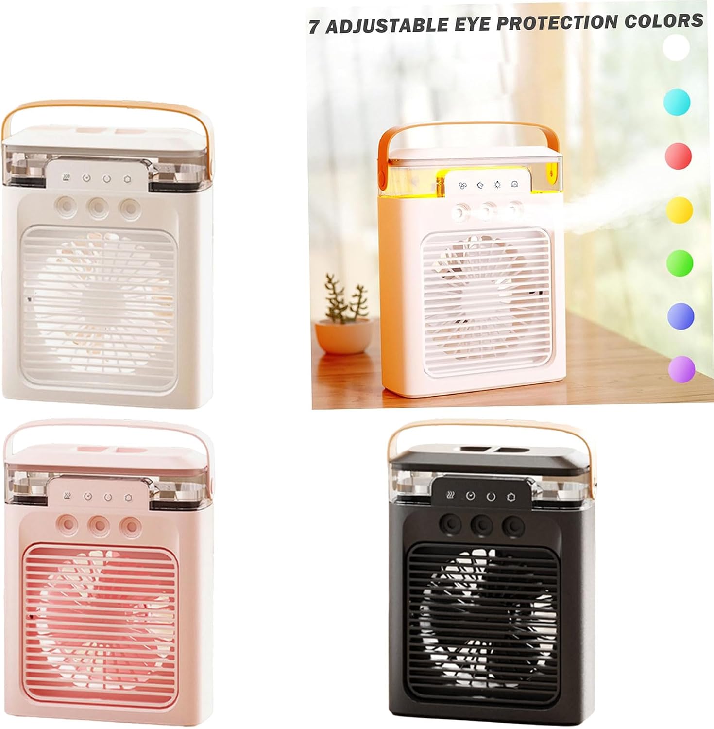 Practical 3 Nozzle Air Cooling Fan Humidifying With 3 Speed Option Table Perfect For Home Office Or Dorm Room USB Rechargeable Cooling Fan
