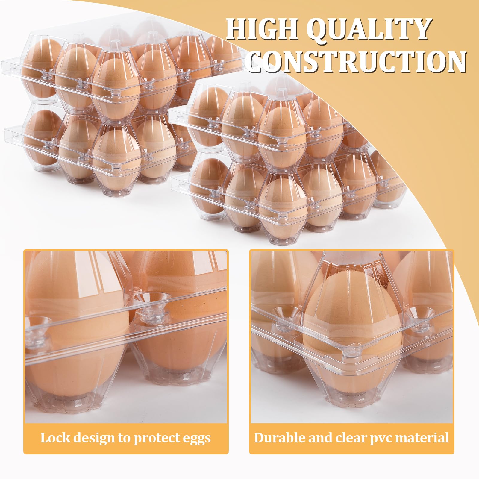 Confezione da 120 cartoni per uova economiche sfuse da 12 pezzi, in plastica trasparente vuota per uova fresche, vassoi riutilizzabili per uova domestiche e mercati agricoli, contenitori medi per uova