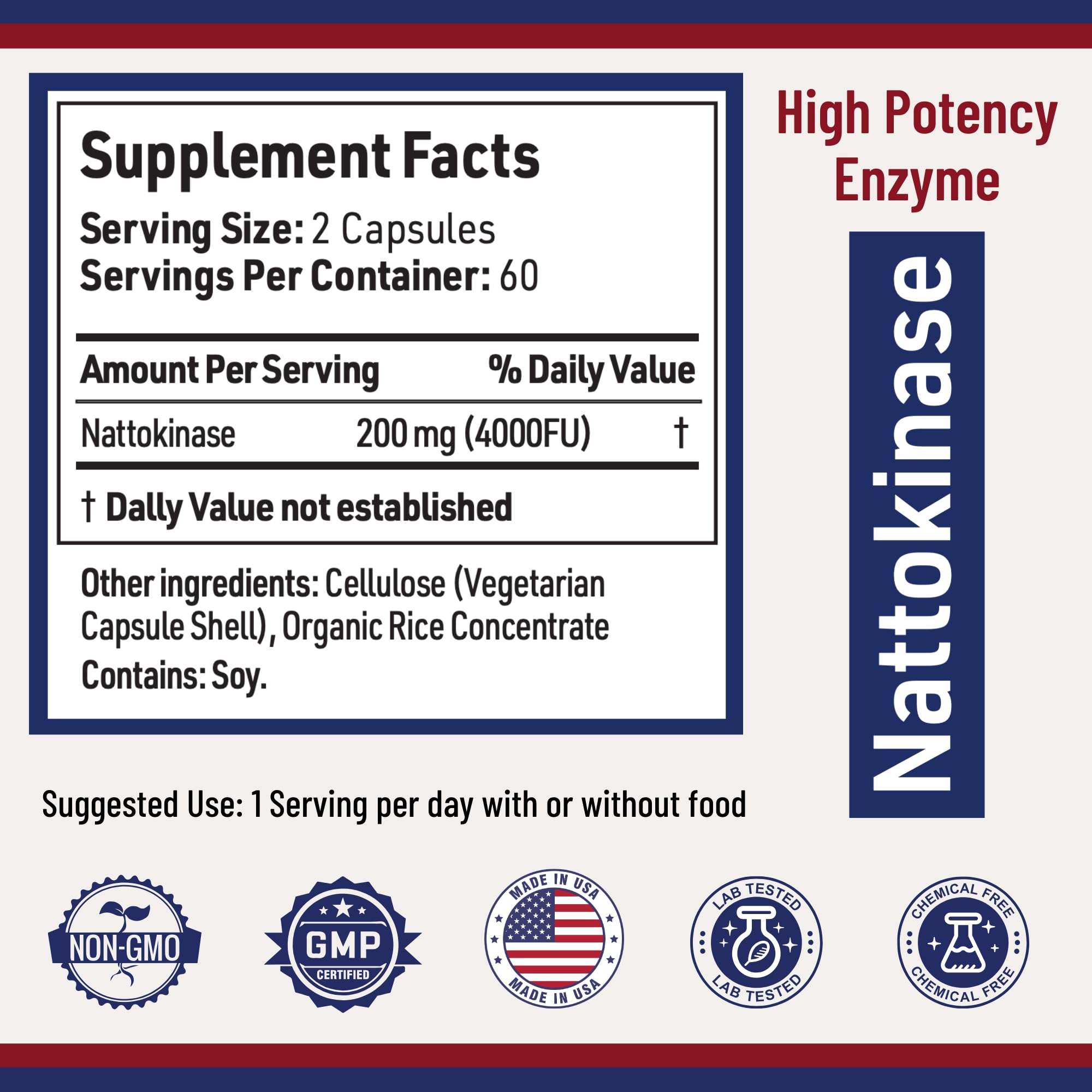 AgeImmune Nattokinase Supplement 4000 FU 200mg - Enzyme - Cardiovascular Support 120 Capsules -Derived from Japanese Natto - Made in The USA Without Magnesium Stearate. — Amazon image 5