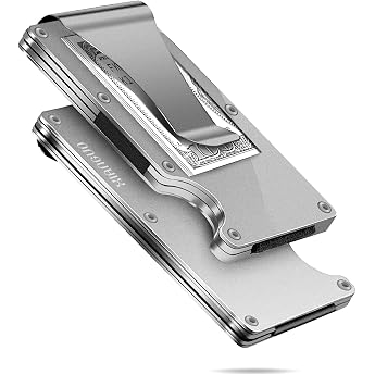 Mens Wallet with Money Clip, Anti-Magnetic Card Case, Stylish, Lightweight, Slim, Silver