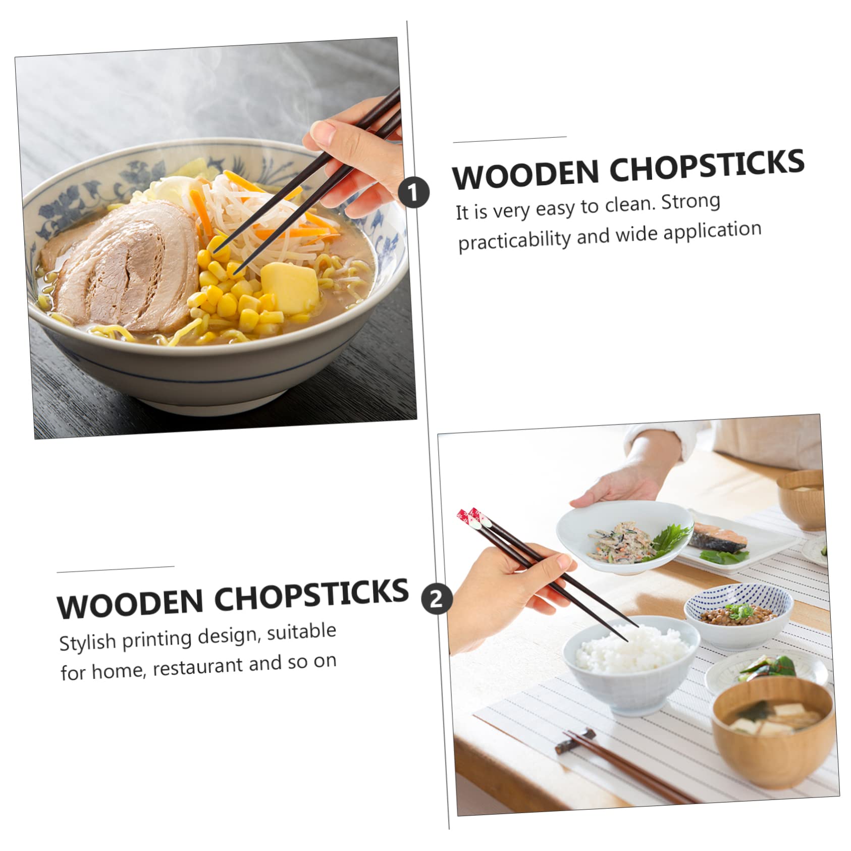 Générique Support de Baguettes 8 Paires de Baguettes de Style Japonais Ensembles d'ustensiles de Voyage en argenterie Baguettes de Voyage en Bois et Bambou Baguettes japonaises Traditionnelles