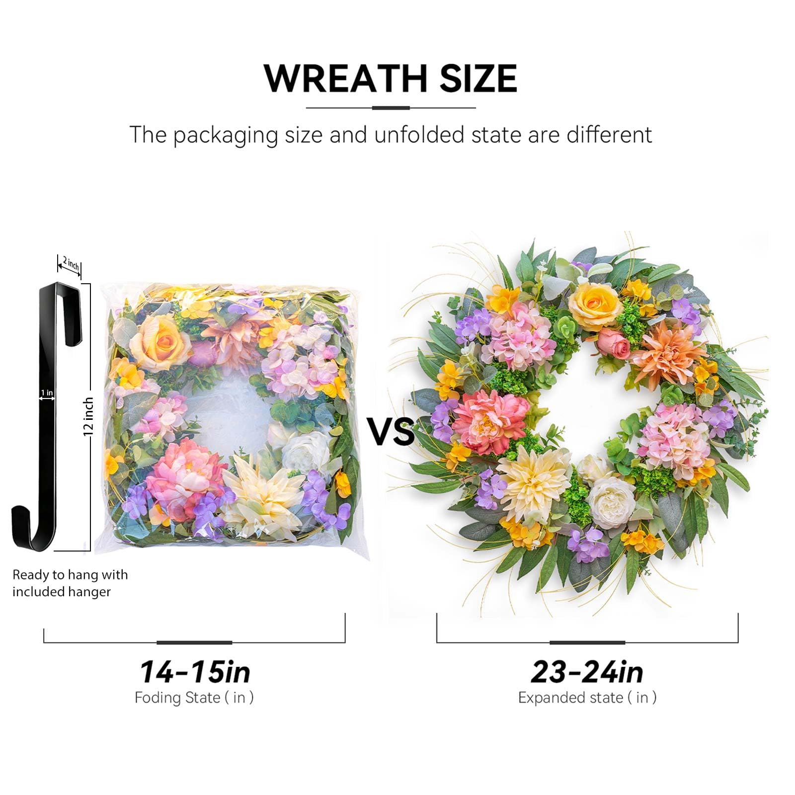 Corona De Invierno De Hortensias De 22 Pulgadas, Coronas Artificiales De  Invierno Para Puerta Delantera Con Gancho, Corona De Conos De Pino Con  Flores De Bayas Rojas, Coronas De Puerta Delantera, image size:1600x1600