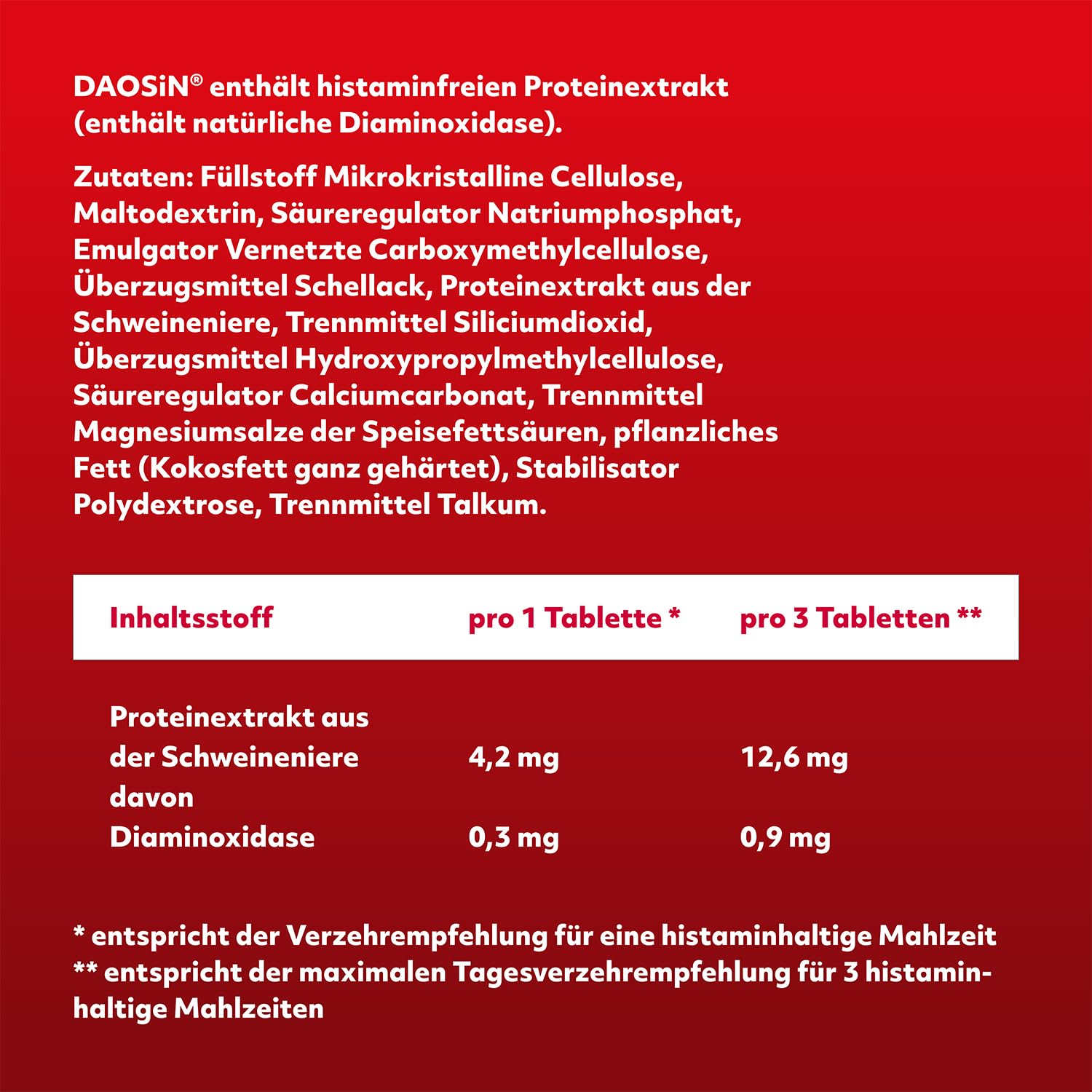 DAOSiN Tabletten bei Histaminunverträglichkeit zur Ergänzung des körpereigenen DAO-Enzyms zum Histaminabbau aus der Nahrung, Original - 1 x 120 Tabletten