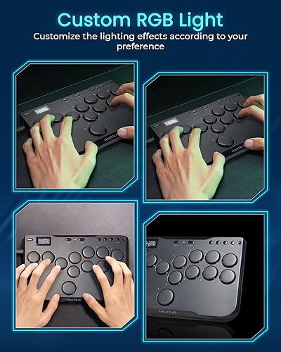 Vista 5 de JZW-Shop Haute42 Arcade Stick P12, All-Button Arcade Controller for Switch, PC, PS4, PS3, Steam Deck, Arcade Fight Stick with Turbo & Custom RGB