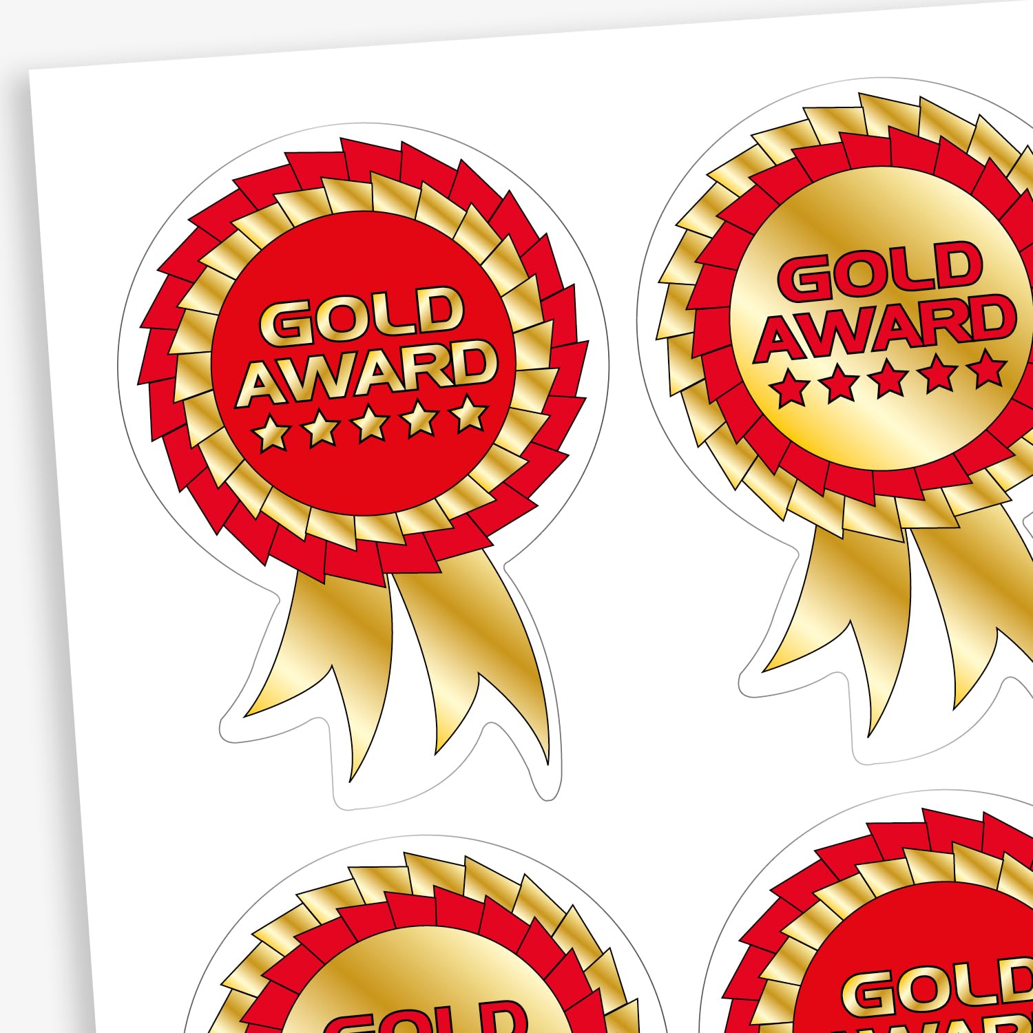 Primary Teaching Services Ltd Gold 125 Metallic Shiny Award Rosette Shaped Motivational Childrens Pupils School Praise Teachers Reward Stickers 54X37mm Primary Teaching Services