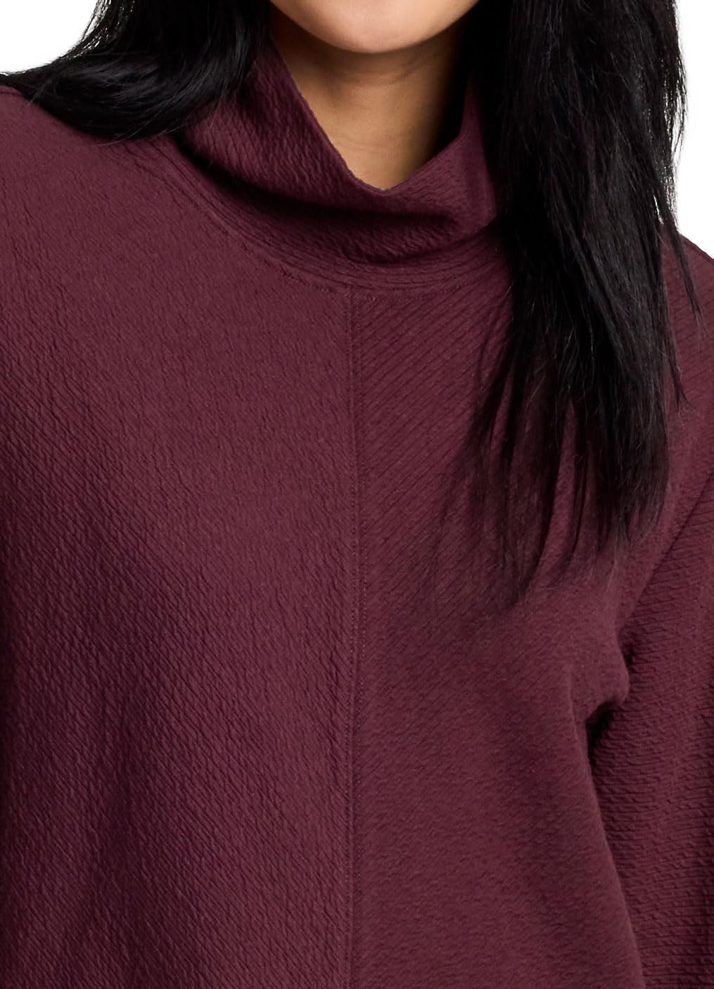 RBX Active Women's Ultra Soft Quilted Cowl Neck Pullover Sweater, Lightweight Mock Neck Tunic Sweatshirt with Thumbholes