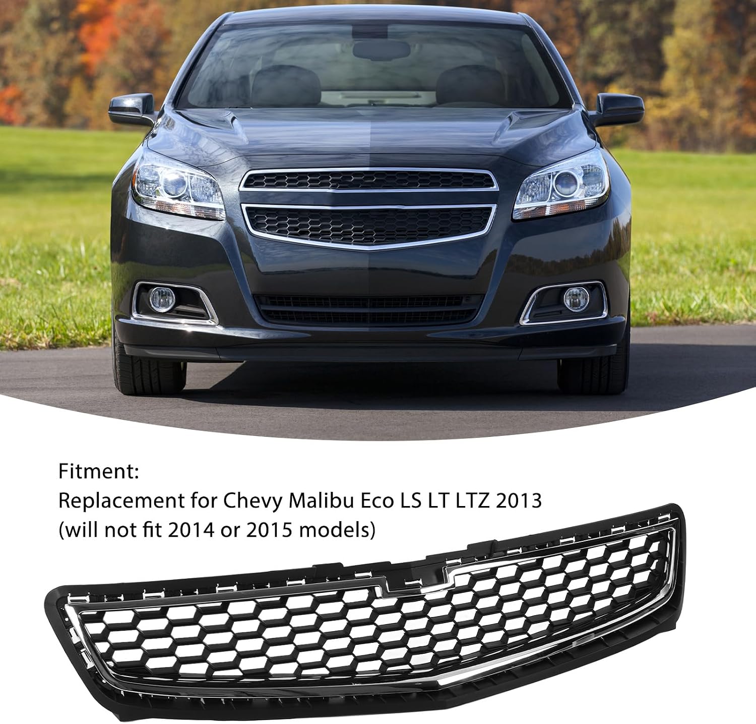 Front Bumper Lower Grille Replacement 20768837 ABS Radiator Mesh Guard for Chevy Malibu Eco LS LT LTZ 2013