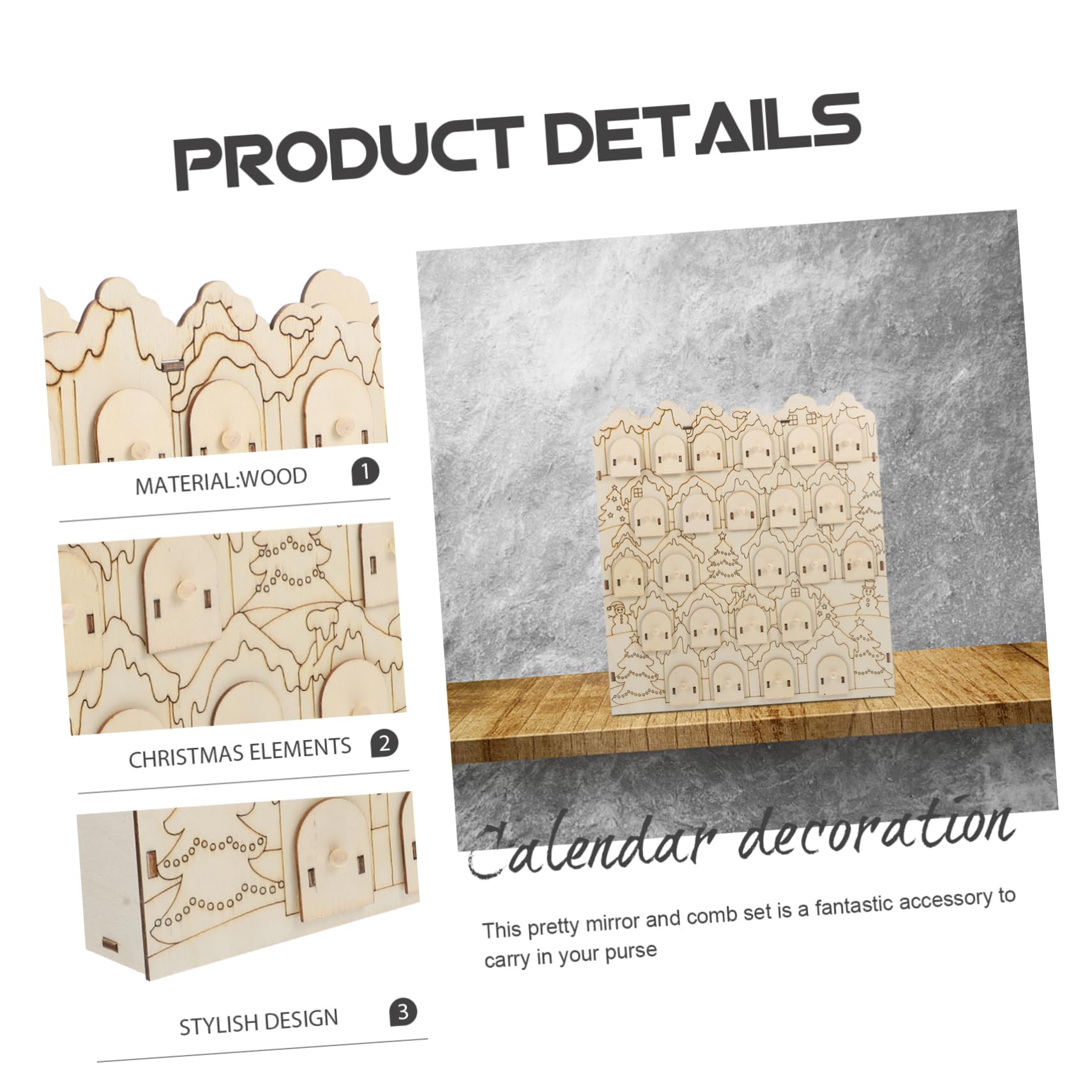 Holz Adventskalender mit Leeren für Countdown bis Weihnachten Wiederverwendbarer Adventskalender als Dekoration für Zuhause