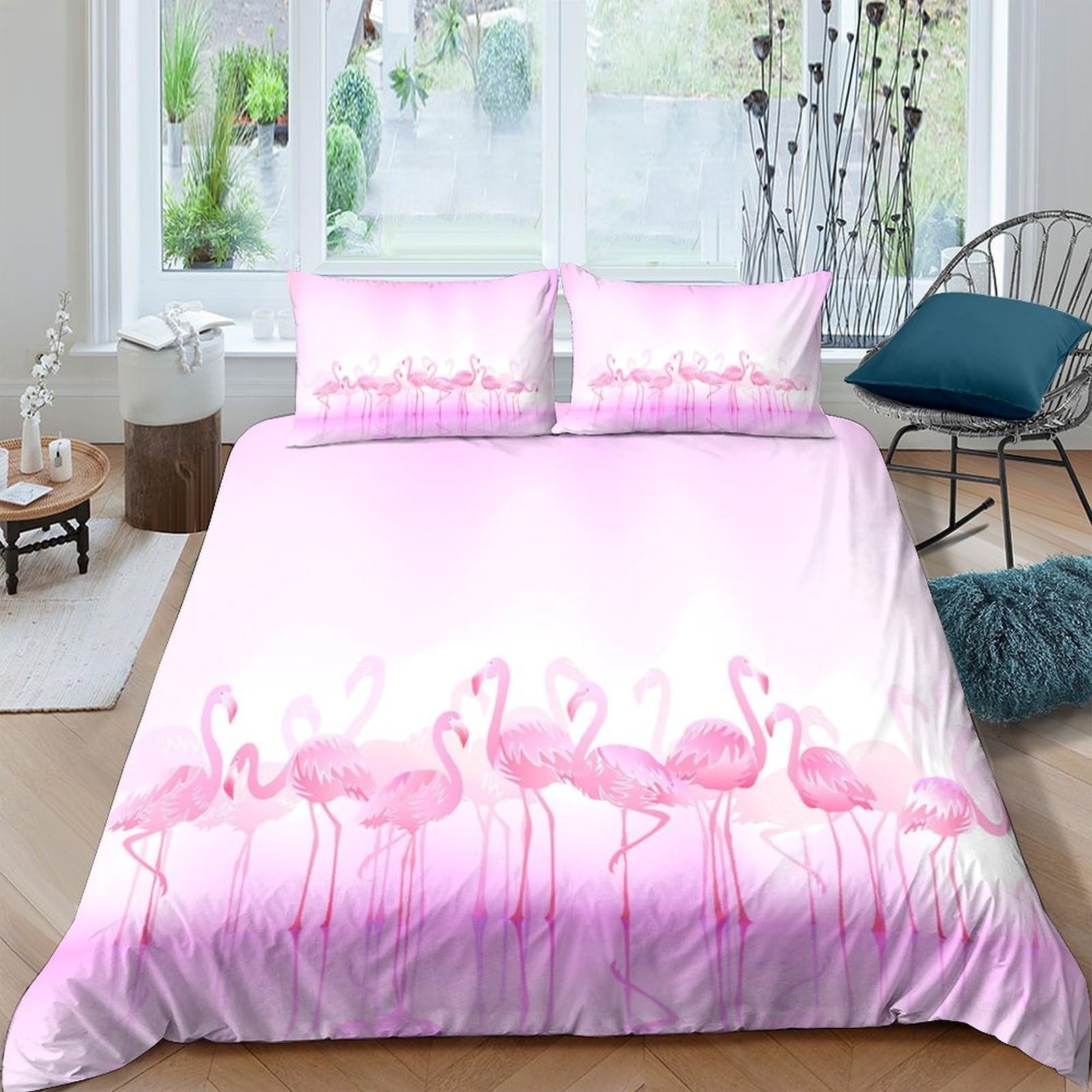 Ctjqhvkz Style-9 3D Printed Pink Flamingo Fitted Sheet Microfiber Soft Bedroom Decor Pastel Flamingos Mattress Cover For Home Dorm Guest Room Single（135X200cm）