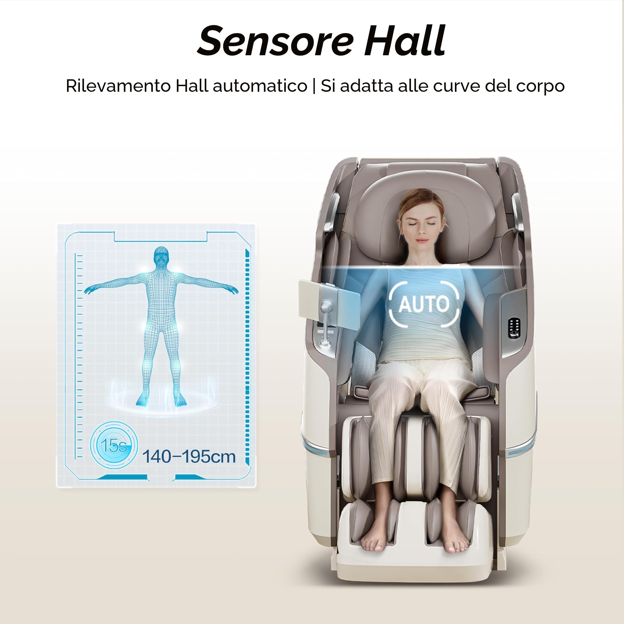 ROTAI Poltrona Massaggiante Intelligente con Doppio Motore e Tecnologia 4D, Funzione Zero Gravity, Massaggio Completo Shiatsu, Bluetooth, Funzione Termica e Ruote per Piedi (Grigio)