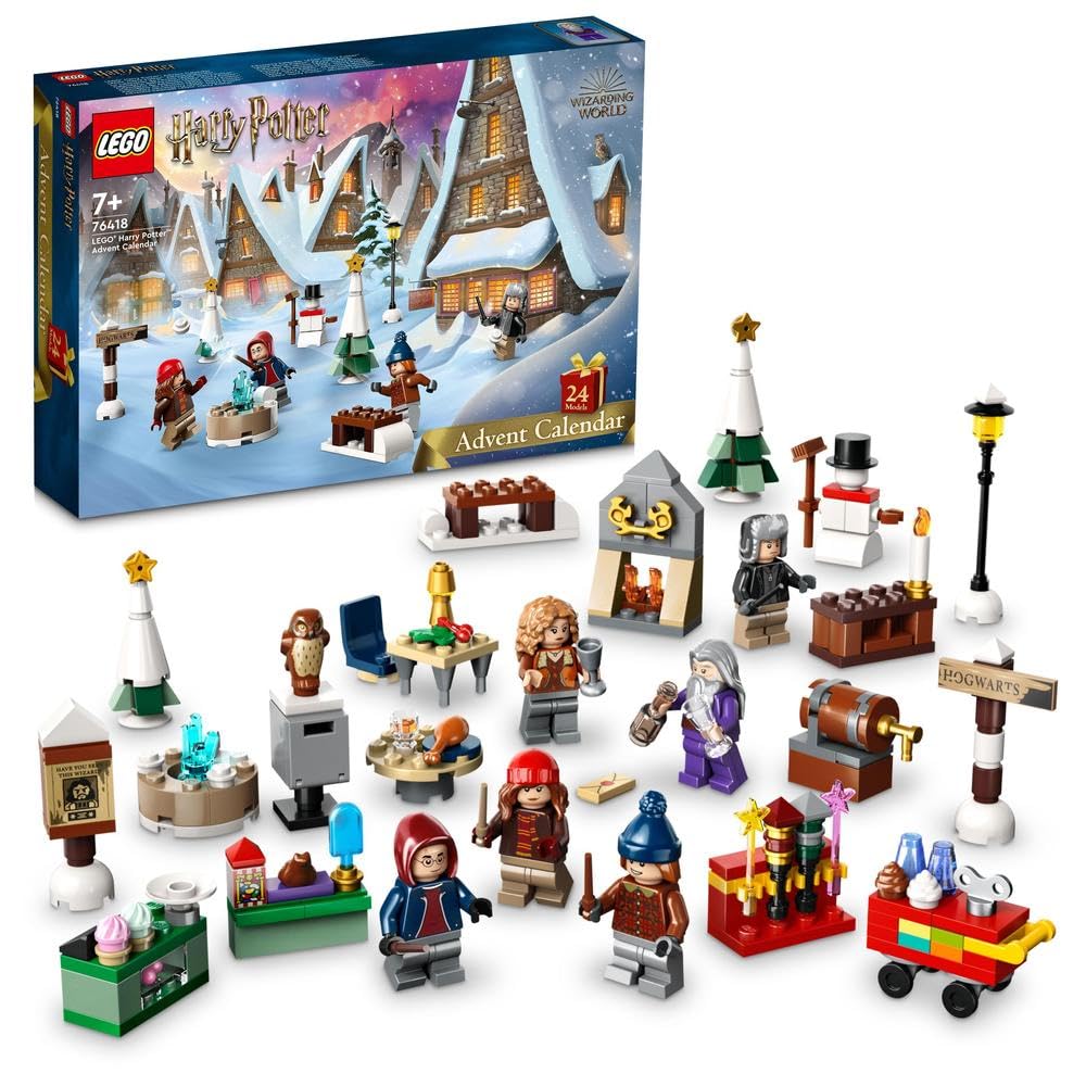 LEGO 76418 Harry Potter Advent Calendar 2023 with 24 Gifts including 18 Hogsmeade Village Mini Builds and 6 Minifigures, Christmas Countdown Toys for Kids, Girls, Boys and Fans