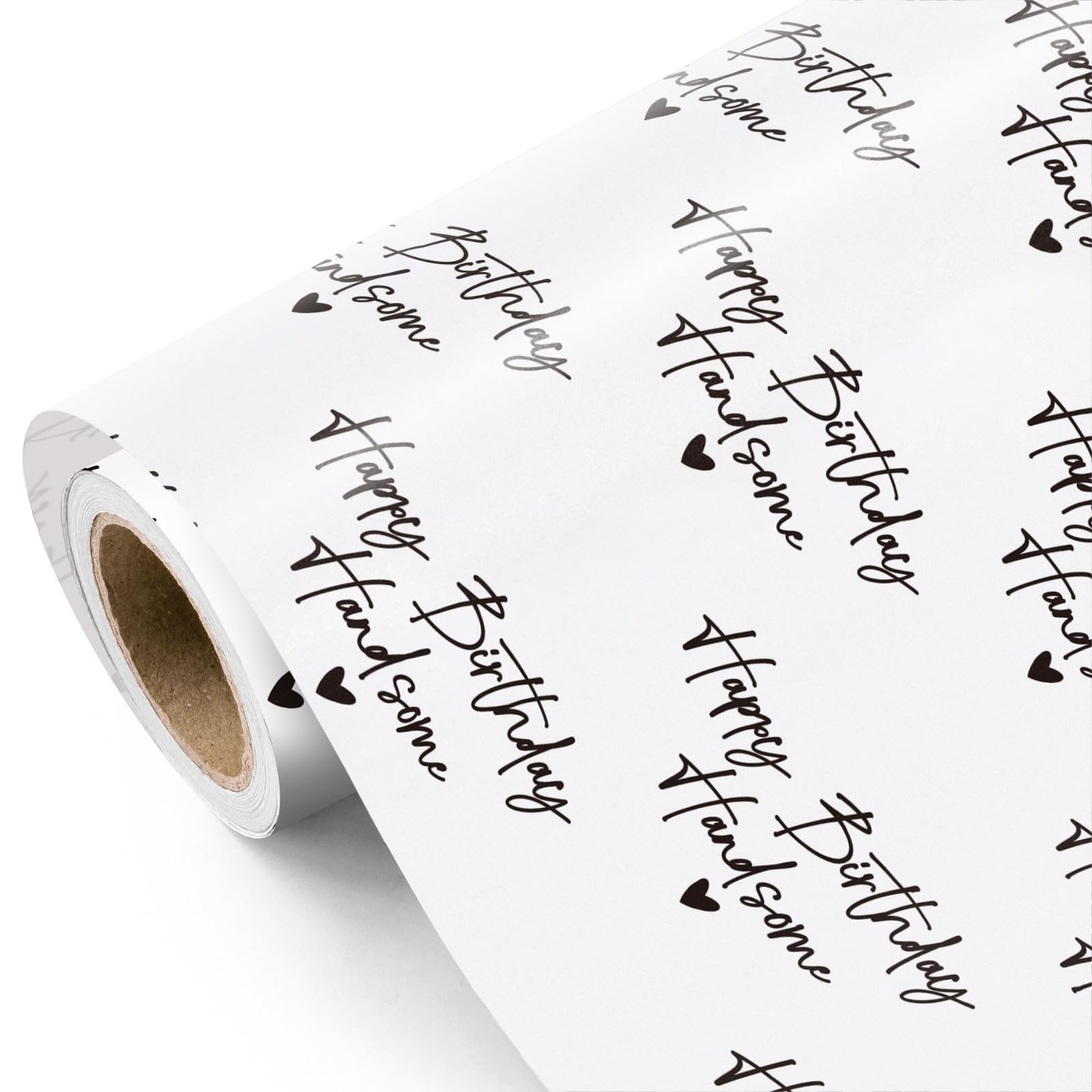 RUSPEPA Birthday Wrapping Paper for Men - Mini Roll - 43.2cm x 5m - Happy Birthday Handsome Design for Special Friend, Boyfriend, Husband