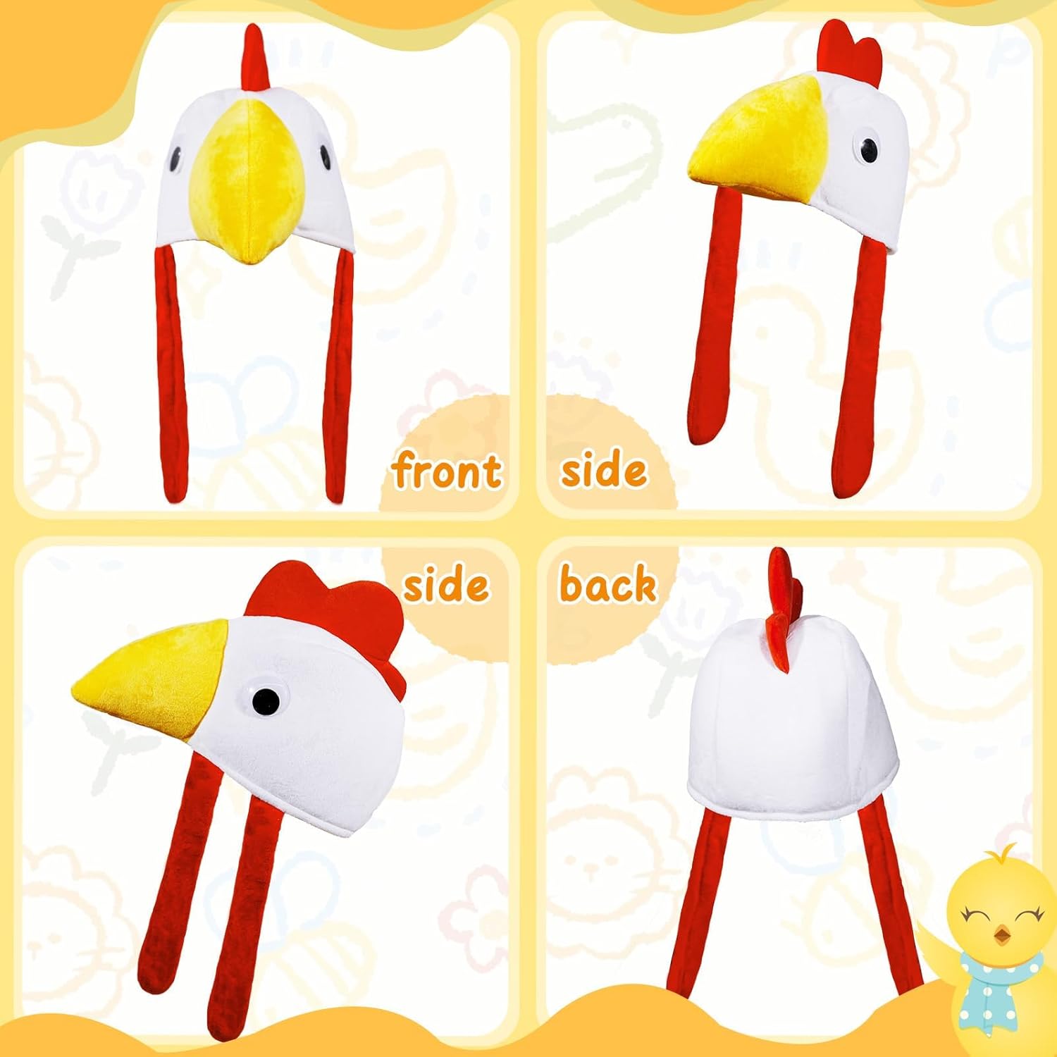 Chicken Costume Set Chicken Hat Rooster Cosplay Dress Up Perform Animal Themed Party Set of 2