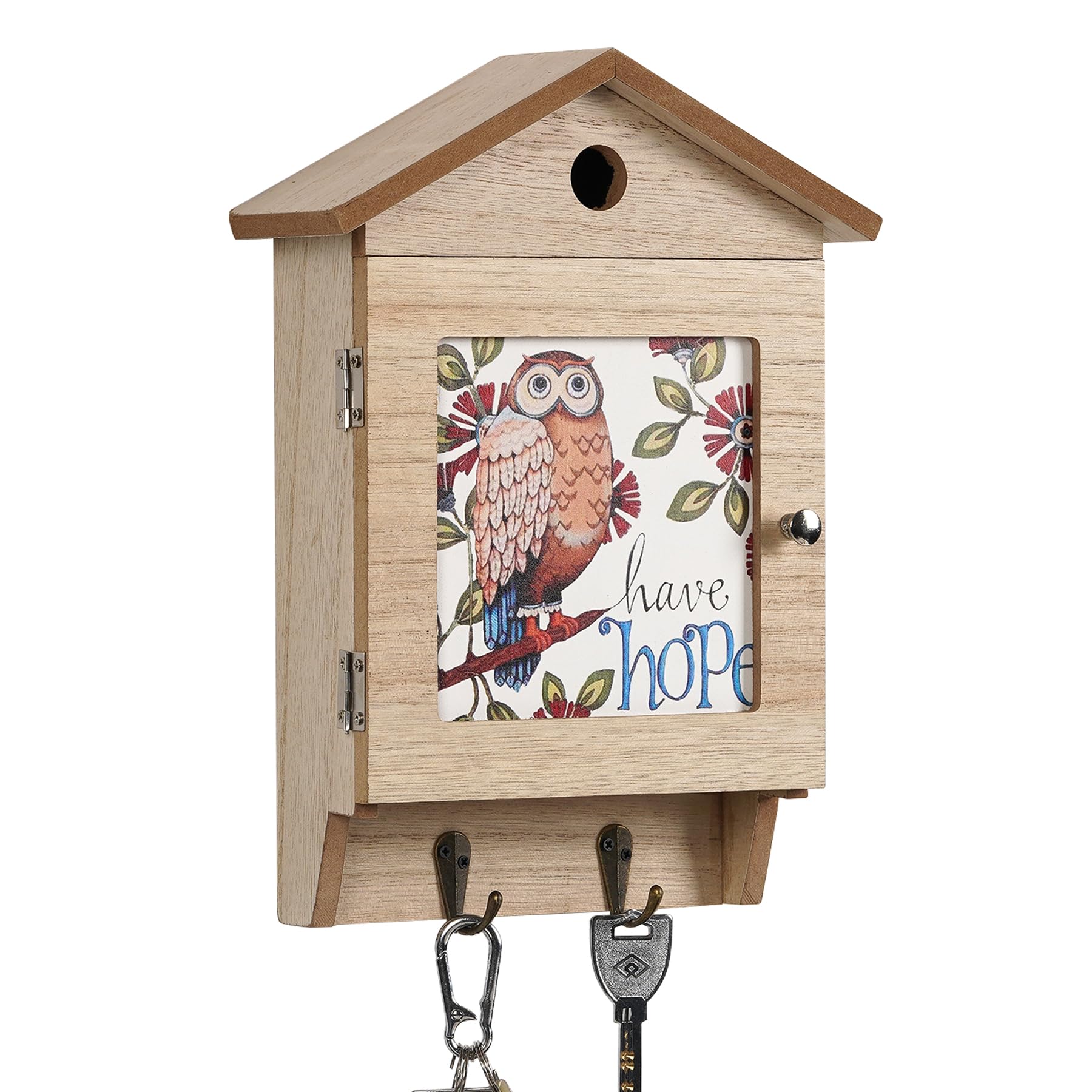 AHUONEL Decorative Key Holder for Wall Owl Key Wooden Key Box