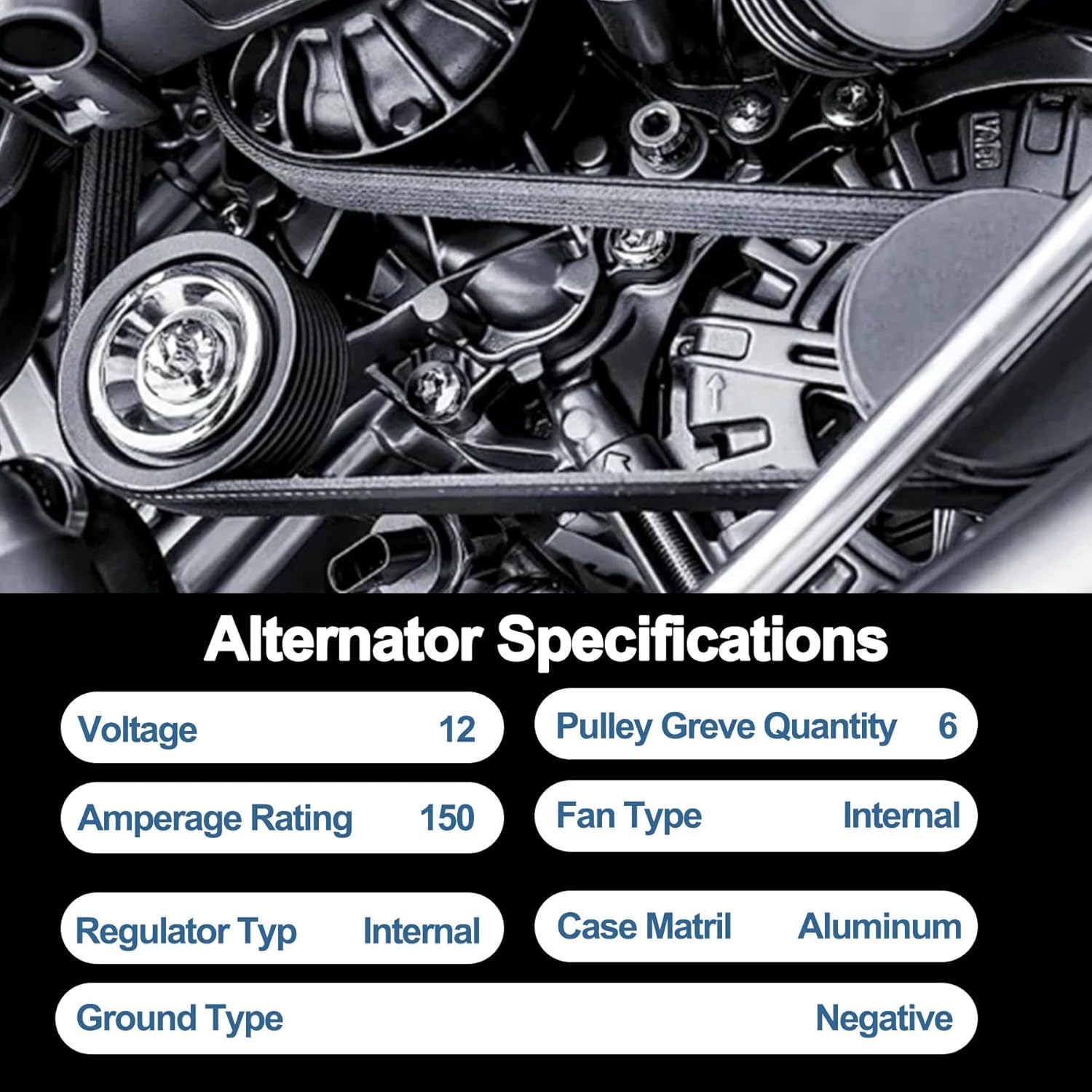 84143543 Alternator 150 AMP Compatible with Chevy for Express 21-23 for Silverado 14-19 for Suburban 15-20 for Tahoe 15-20 for GMC for Savana 21-23 for Sierra 14-19 for Yukon 15-20