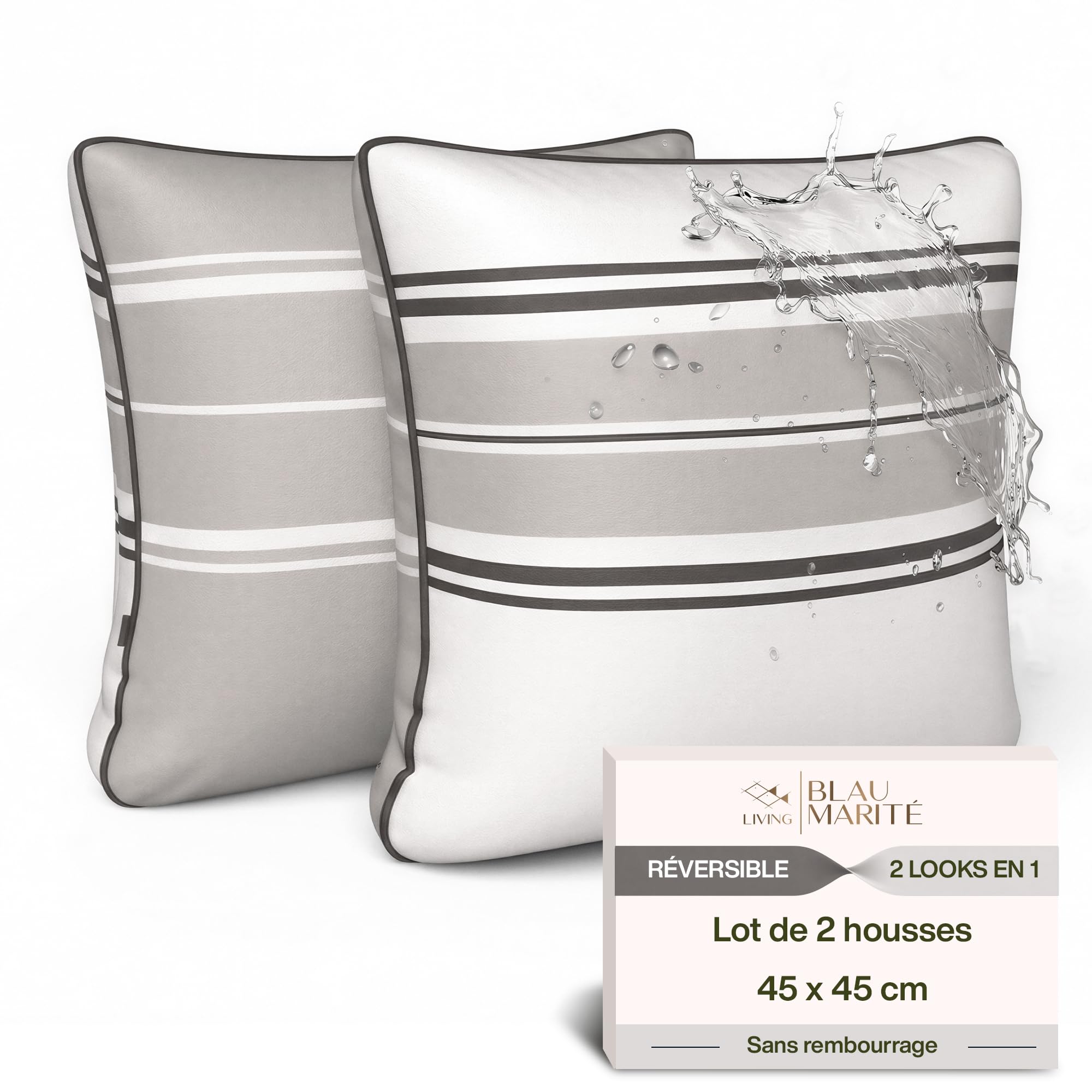 Housses de coussin extérieur impénétrables aux taches et résistantes aux UV