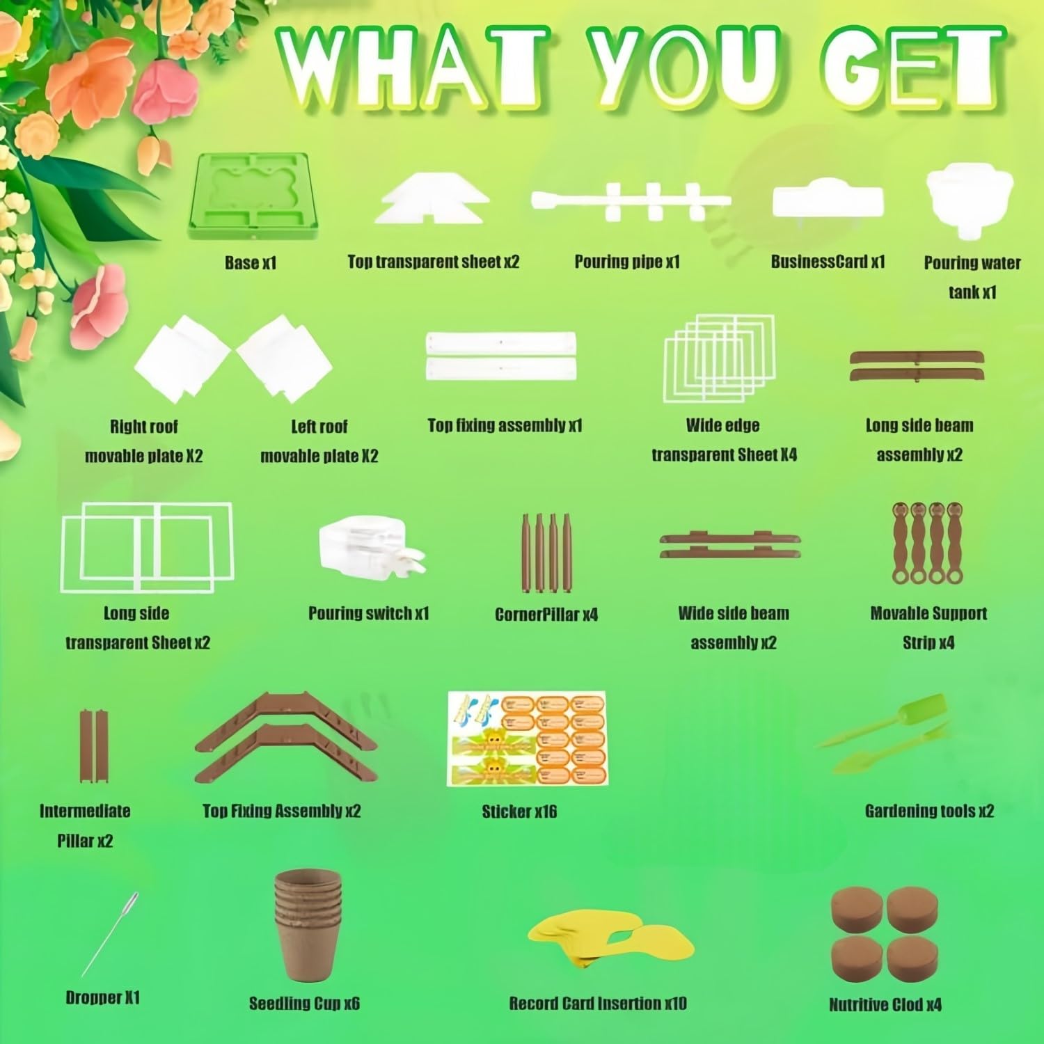 KAHEIGN Kit de Culture de Plantes pour Enfants, Mini-Serre pour Enfants Kit de Culture de Fleurs avec Système D'irrigation Amélioré - Cadeau de Jardinage Éducatif(GRAINES ET LUMIÈRE Non INCLUSES)