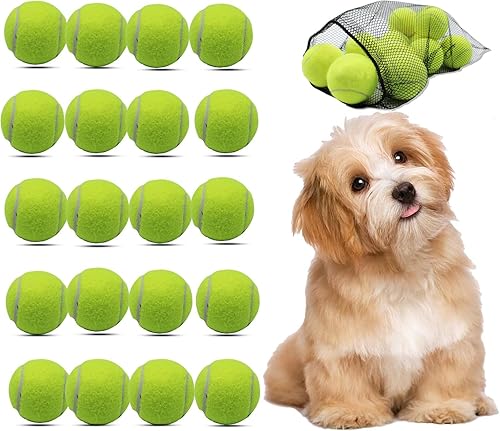 Vista 11 de Magicorange Pelotas de tenis pequeñas, paquete de 20 pelotas de tenis de 2 pulgadas para perros, coloridas y fáciles de atrapar con bolsa de malla