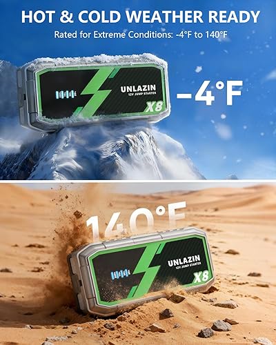 Miniatura 4 de X8 Arrancador de batería 8000A portátil con arranque de fuerza, caja de arranque de coche de 12 V y amplificador de batería para todos los motores