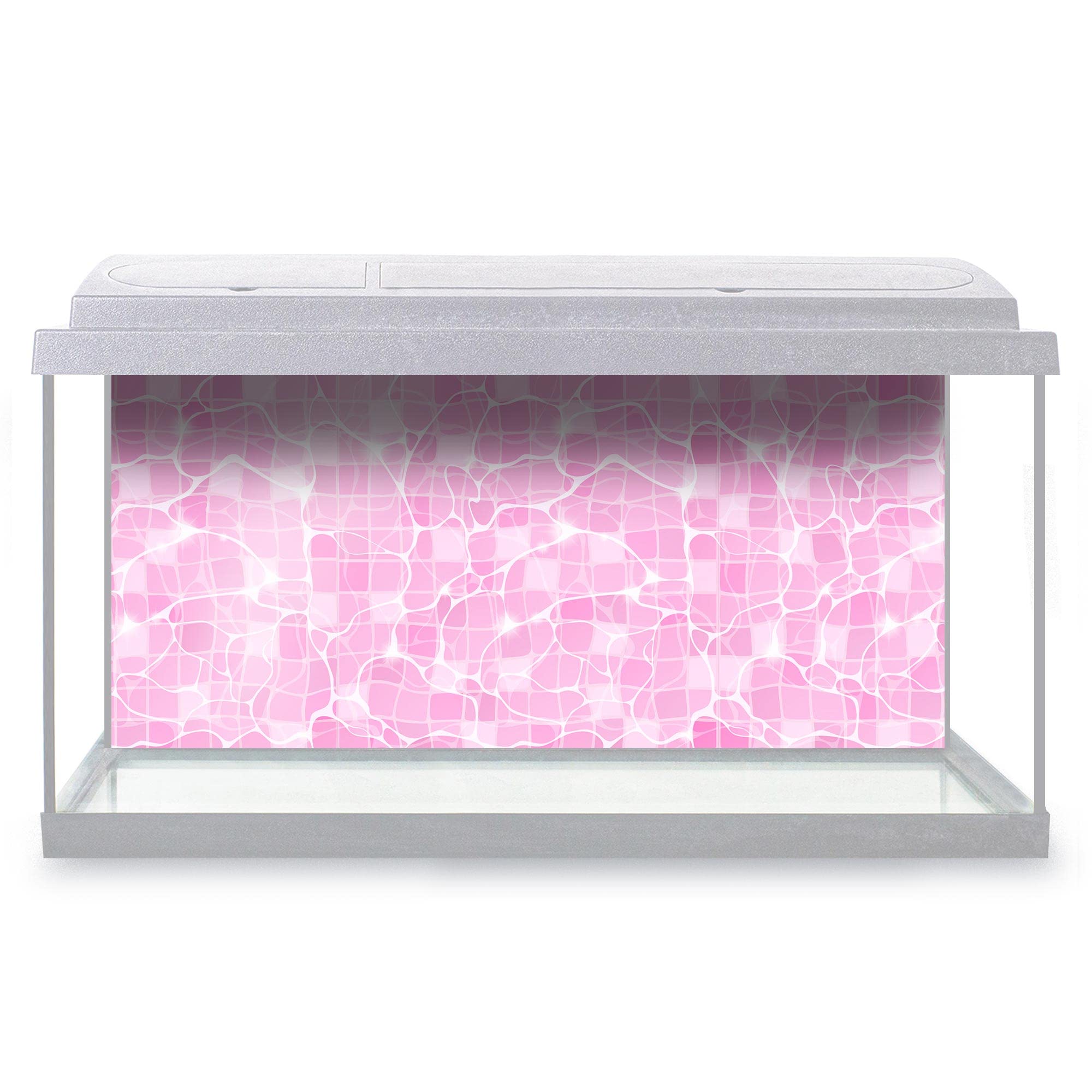 DV DESIGN Aquarium Fish Tank Background 92x42 cm - Water Pink Aqua Surface Transparent Liquid Texture Sun Rays Light Static Cling Vinyl Vivarium Terrarium External Application #500134 โ image 1